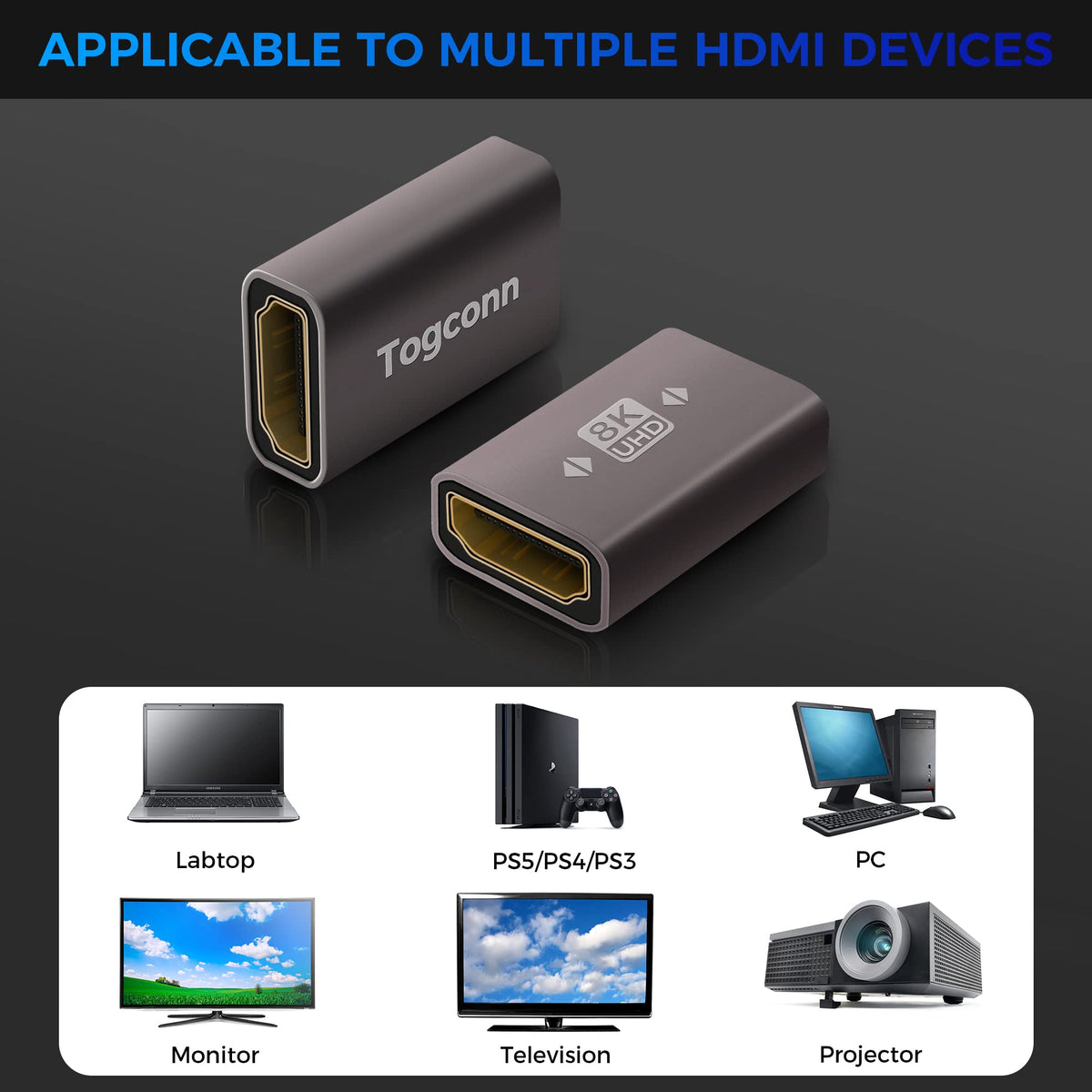 Acopladores HDMI 8K a 60Hz Adaptador de Extensión para HDTV y Consolas