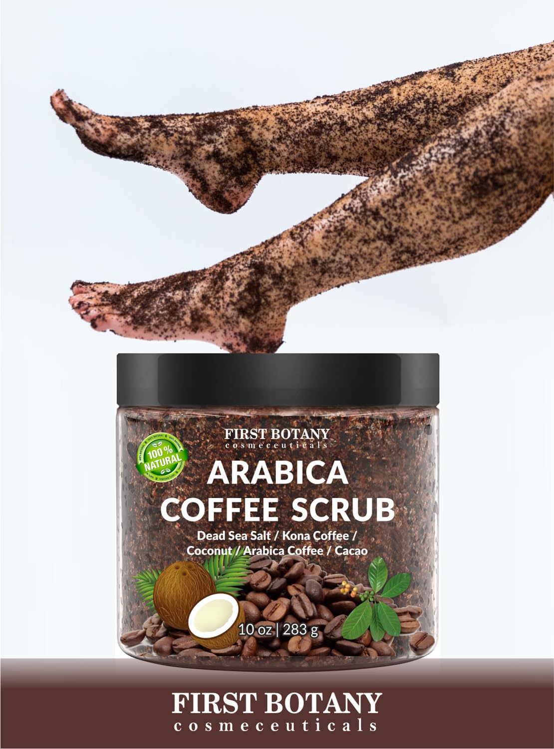 Exfoliante de Café Arábica First Botany 283 g antioxidantes hecho en USA