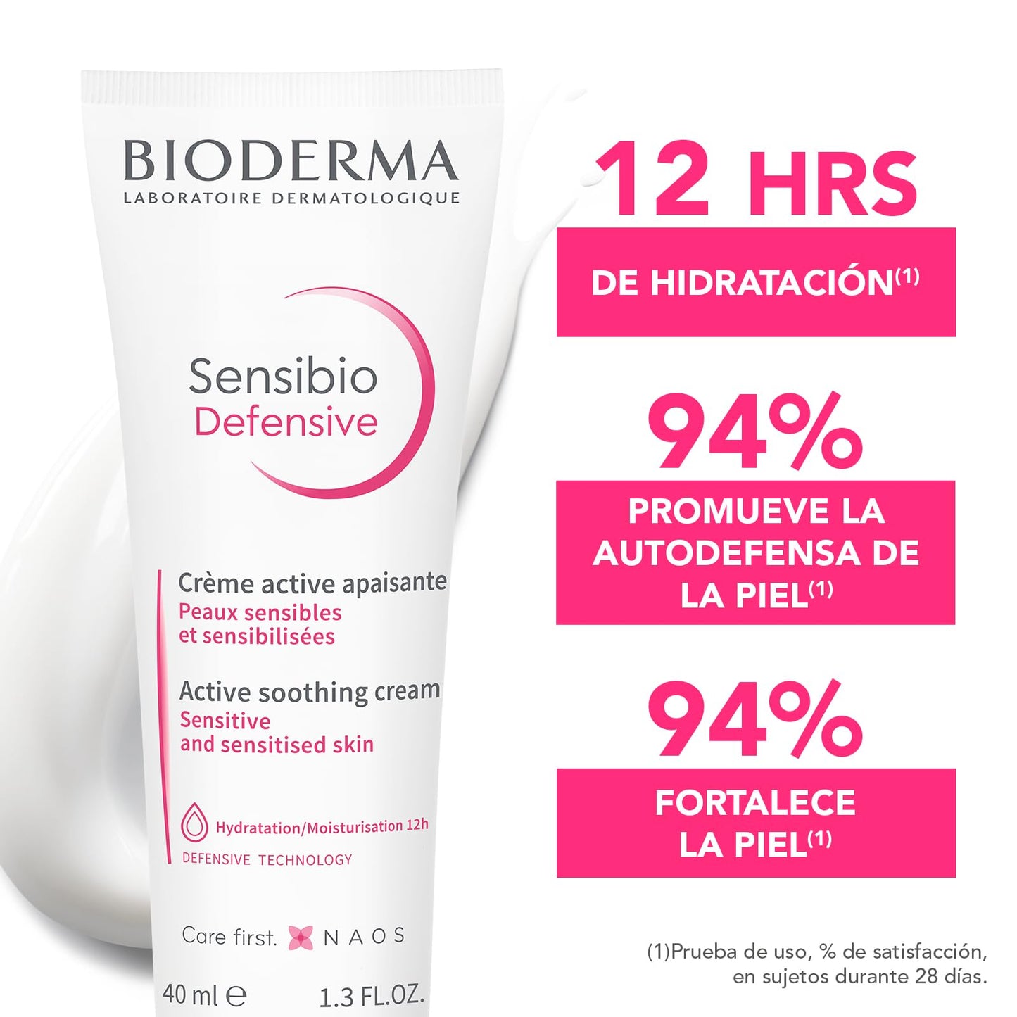BIODERMA, Crema Facial Hidratante, Sensibio Defensive, Fortalece la Barrera Cutánea, para Piel Sensible, 40 ml