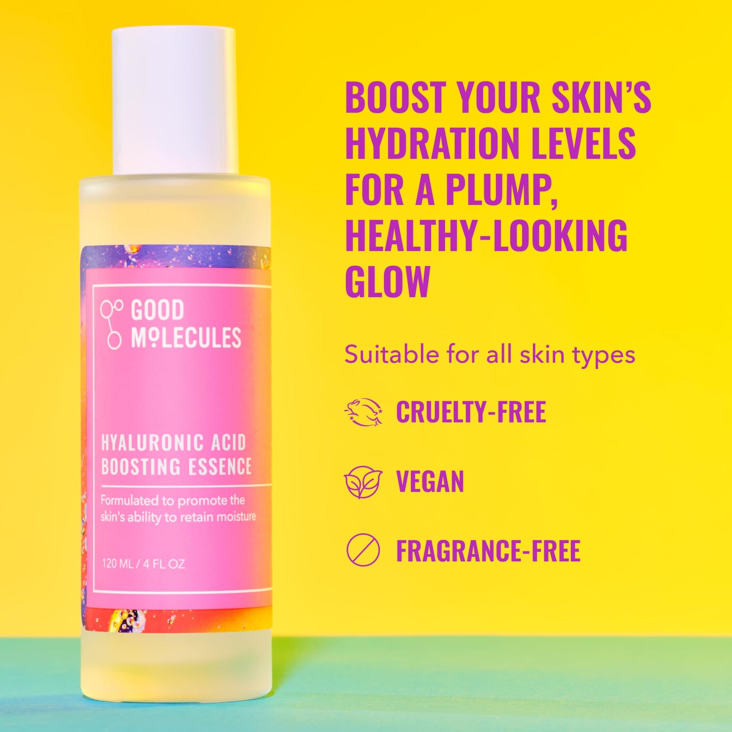 Good Molecules Hyaluronic Acid Boosting Essence 120ml/4oz - Facial Moisturizer Liquid Hydration with Tripeptides to Moisturize, Plump, Firm, Smooth Fine Lines - Water-Based, Anti-Aging Skin Care
