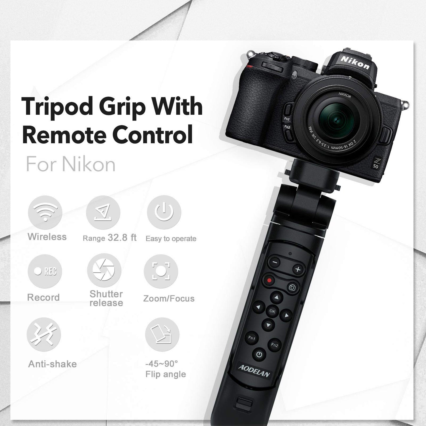 AODELAN - Trípode de agarre para cámara, mini agarre de mano, trípodes de viaje con control remoto inalámbrico para Nikon Z fc COOLPIX P1000 P950 B600 A1000 Z50