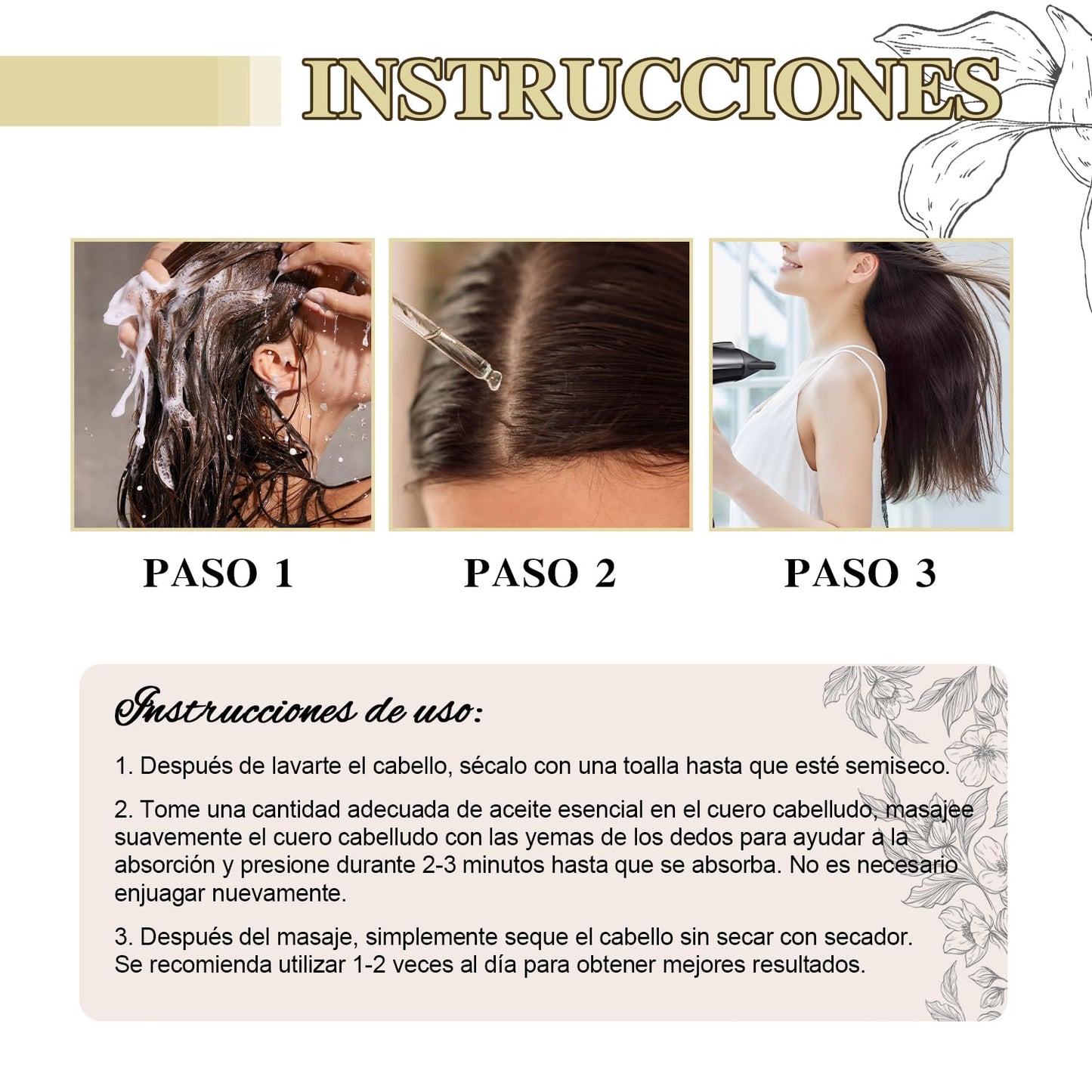 Conjunto Orgánico de Aceite de Romero para el Crecimiento del Cabello - Reducción de la Caída y Protección de la Salud Capilar. Tratamiento Natural para Estimular el Crecimiento y Fortalecer el Pelo. ¡Atrévete a Lucir una Melena Sana y Radiante!