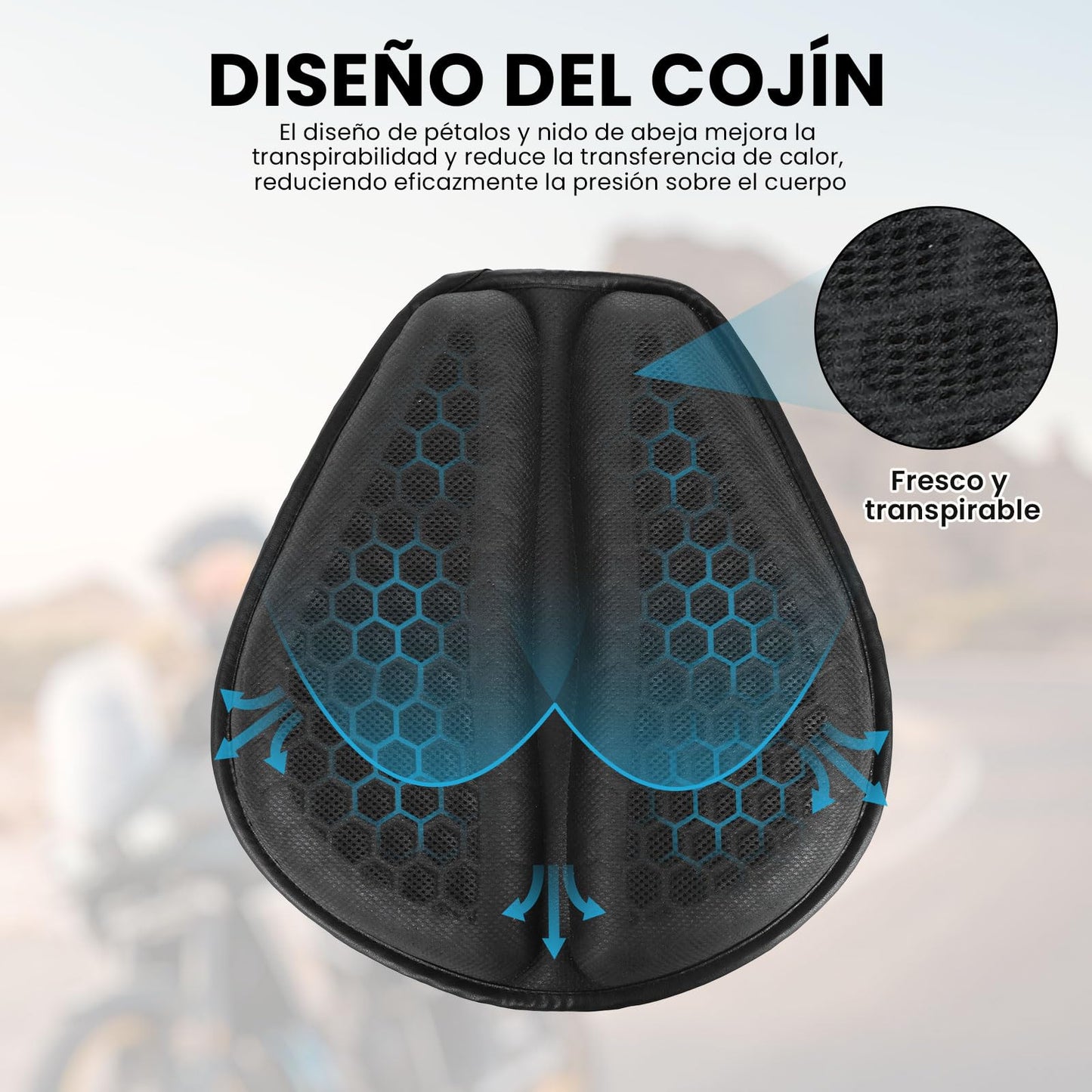 Kayoosi Cojín de Asiento de 3D, Material de Gel de Alta Elasticidad, Absorción de Impactos, Cómodo y Transpirable