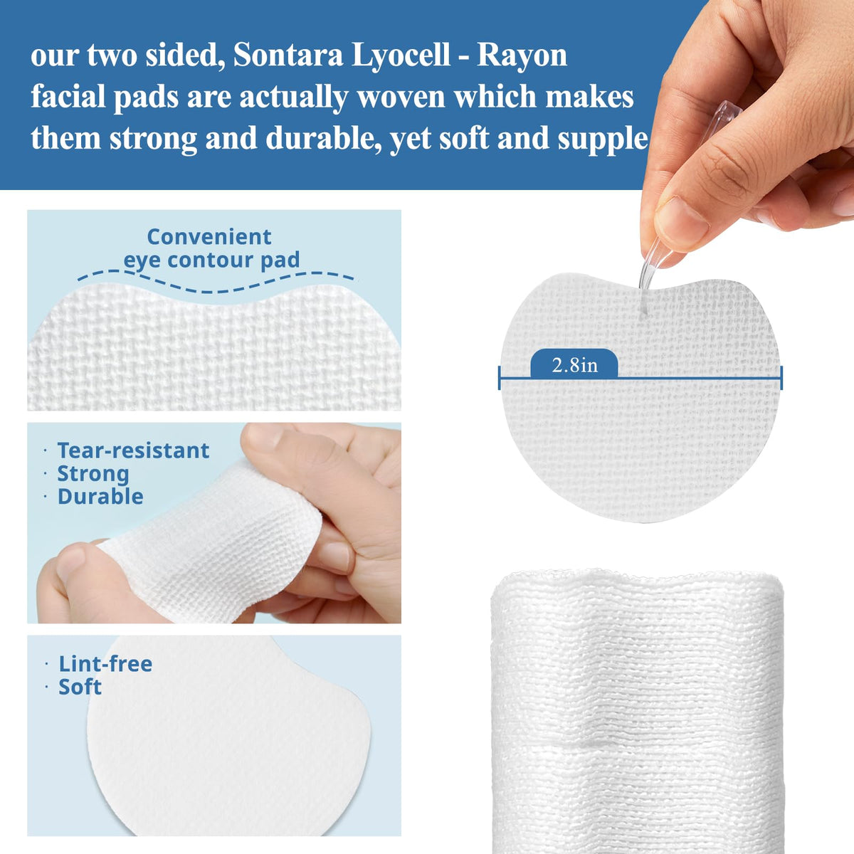 Almohadillas Faciales KADRIAN No Pelusa Exfoliantes Rayón para Desmaquillante y Tónico