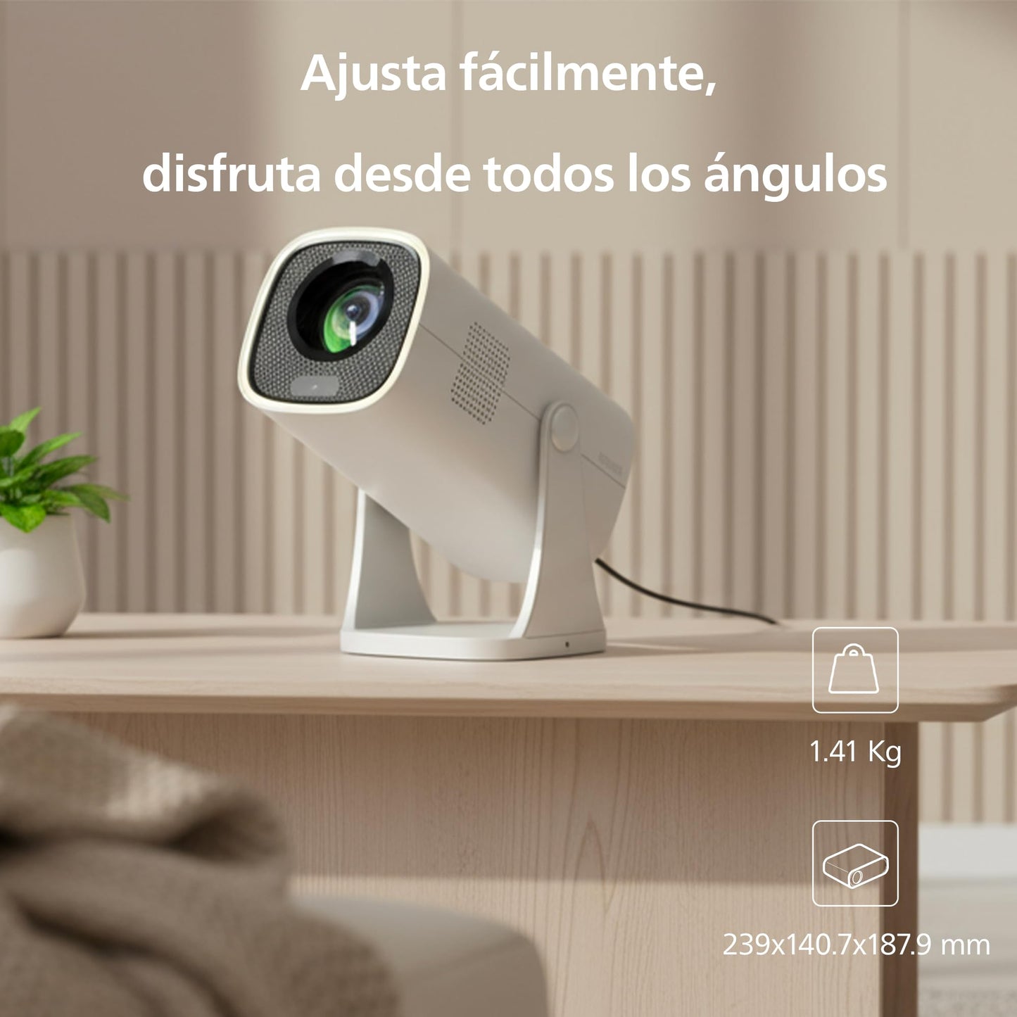 Philips, Neopix 244 - Proyector de cine en casa, Full HD 1920 x 1080p, 250 lúmenes, fuente de luz LED, sonido estéreo 2 x 3 W, color gris