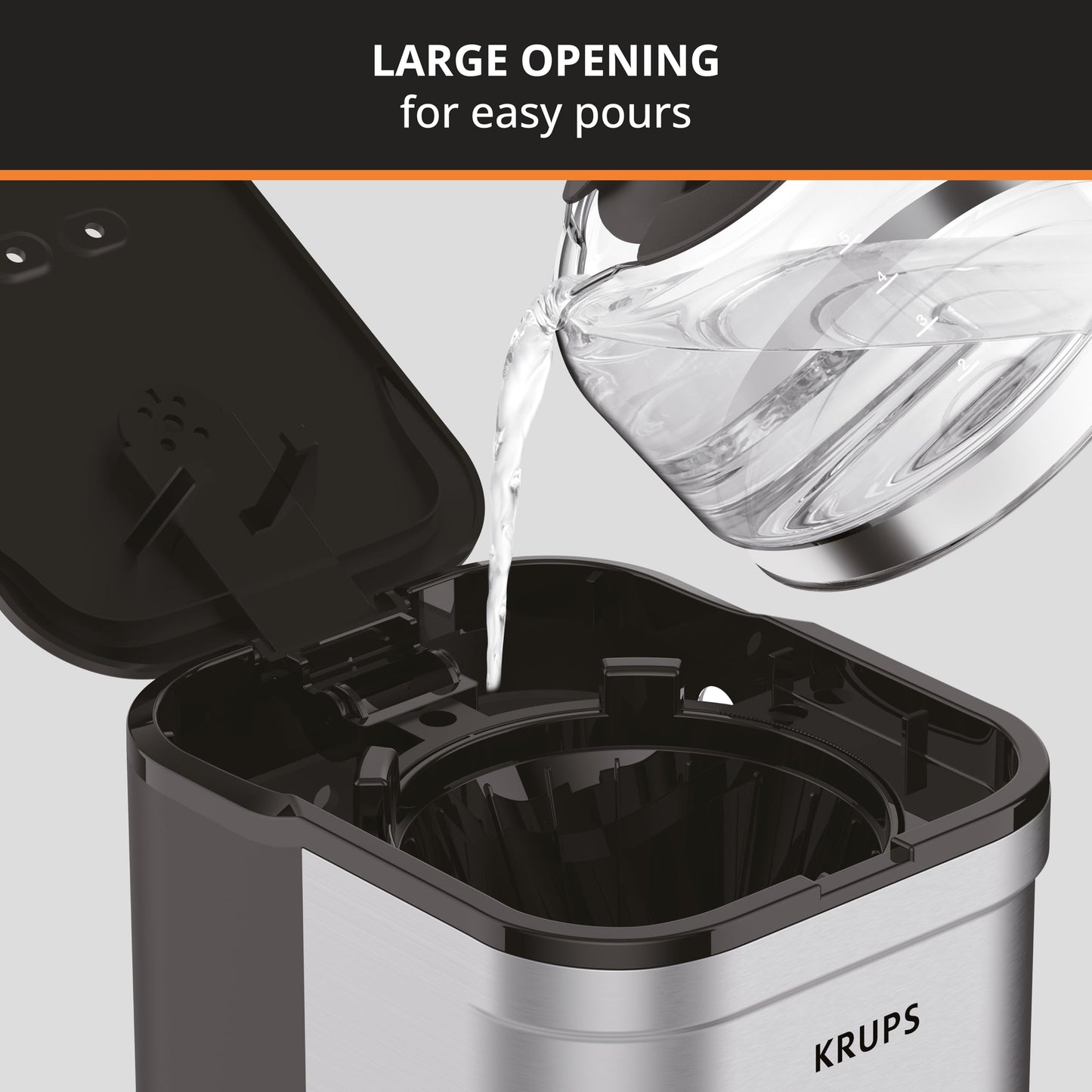 KRUPS Simply Brew - Cafetera compacta de 5 tazas: diseño de acero inoxidable, pausa y prepara, mantiene caliente, filtro reutilizable, jarra sin goteo