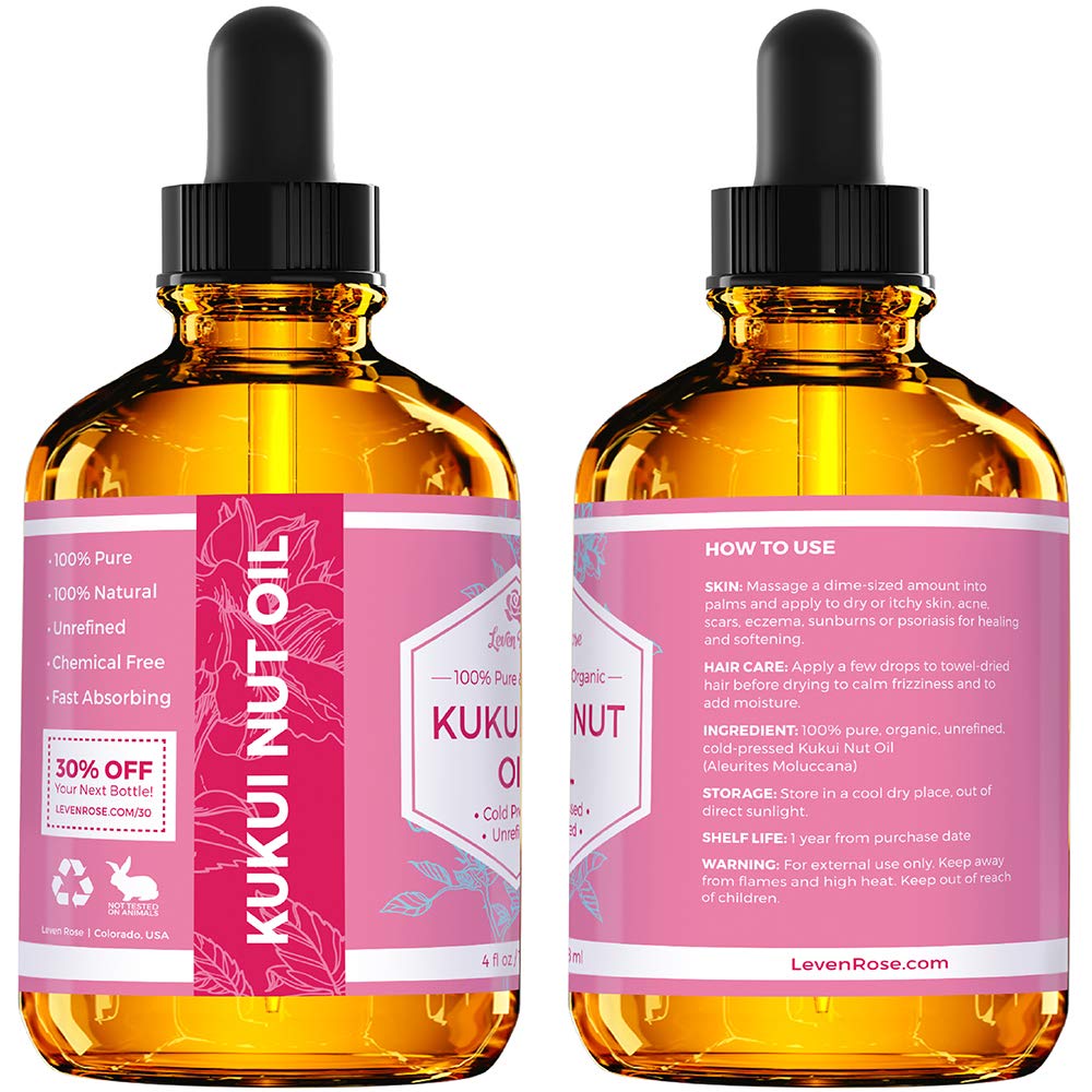 Leven Rose Kukui Nut Oil from Leven Rose, 100% Natural Organic (Cold Pressed, Unrefined) 120ml