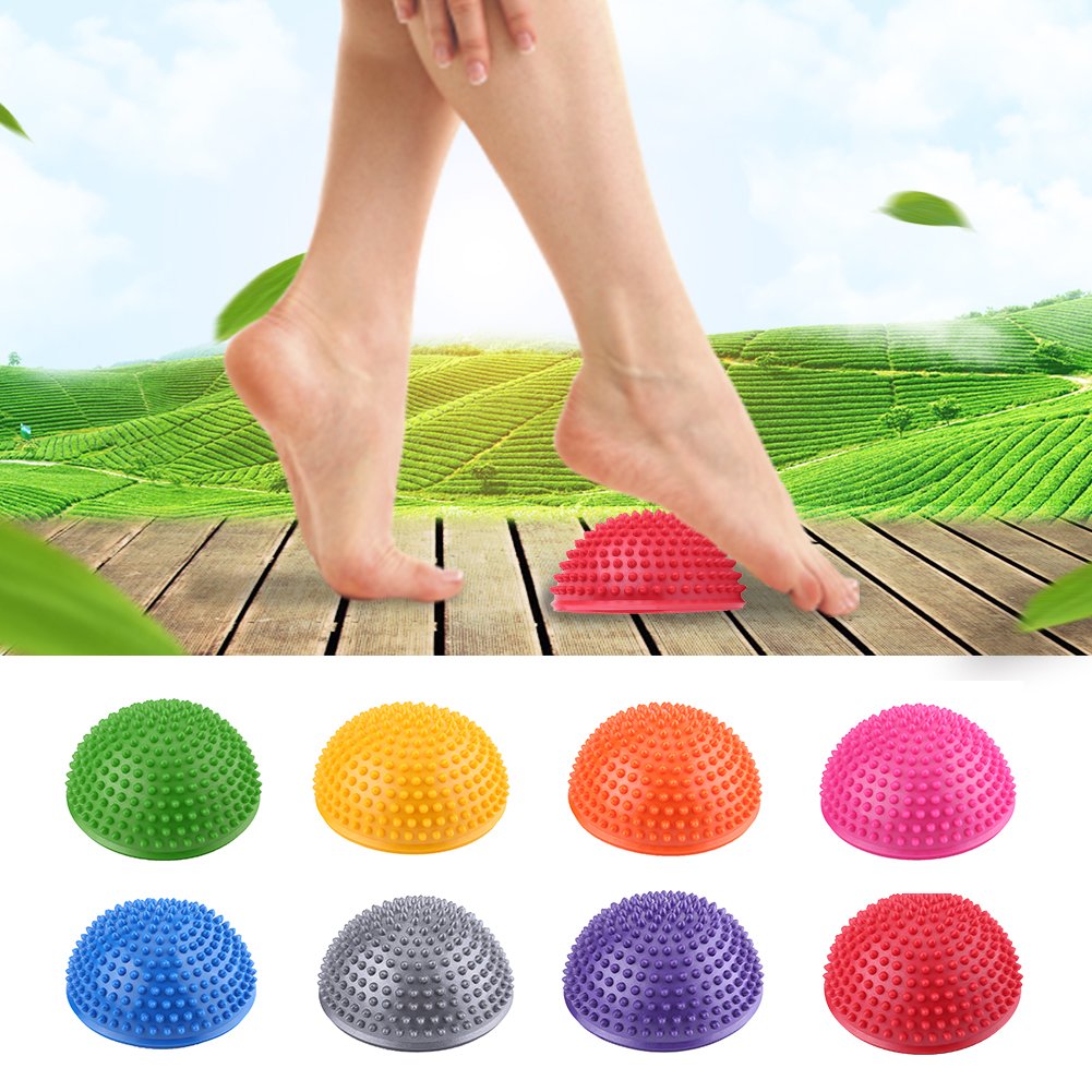 Disco De Equilibrio Meia Bola,Balancin Terapeutico,Pelota De Yoga De PVC,Medias Inflables De PVC Bolas De Yoga Punto De Masaje Fitball Ejercicios Entrenador Fitness Balance Ball(Púrpura)