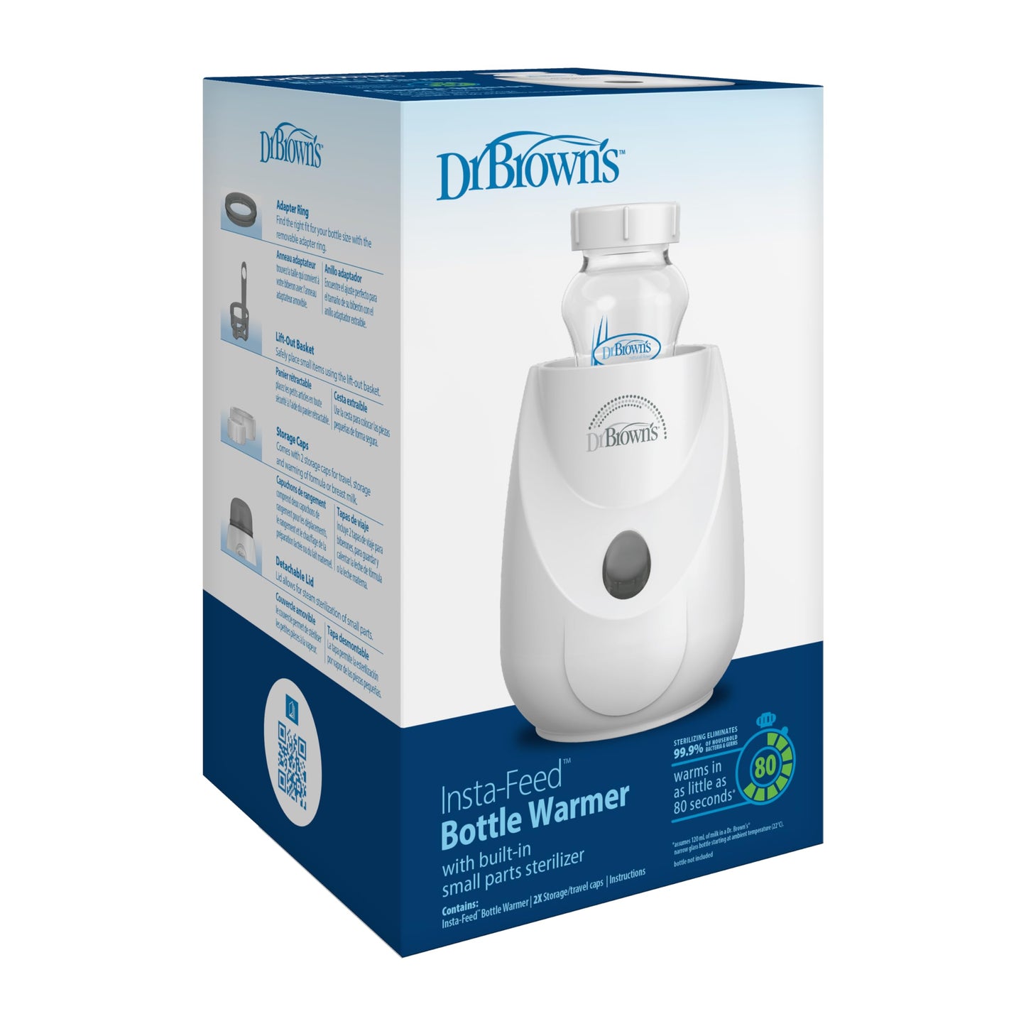 Calentador y Esterilizador Dr. Brown's Insta-Feed Blanco para Biberones y Tarros de Comida para Bebés