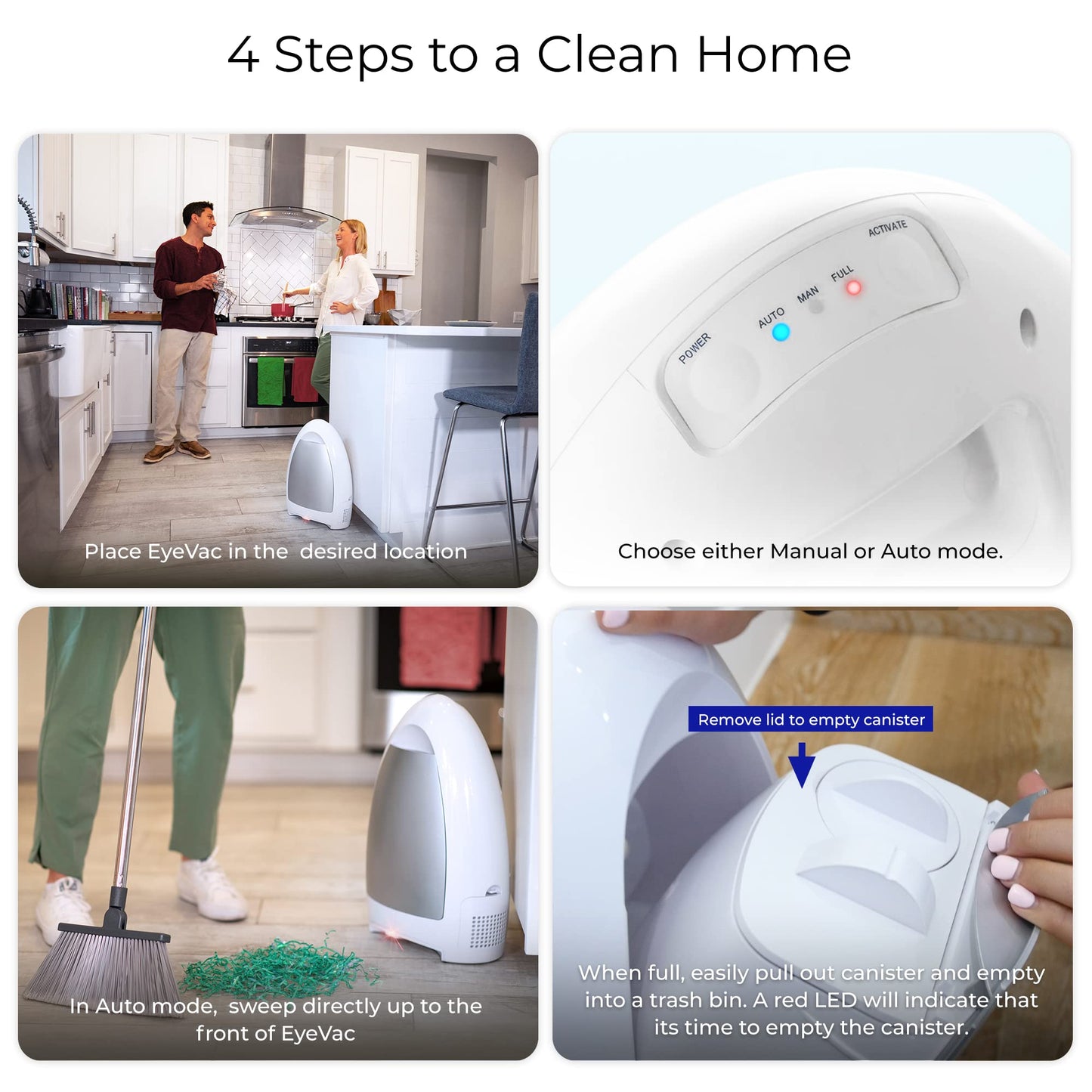 EYE-VAC EVH-B Professional Touchless Stationary Vacuum/Dustbin, Blanco, 1