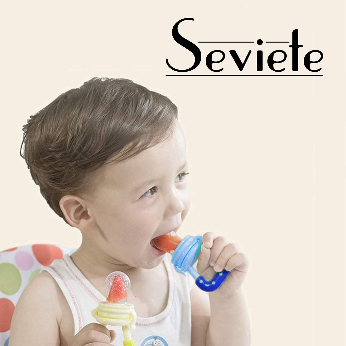 Juego de Chupones Alimentadores Seviete Azul con Mordedera de Silicona para Bebé