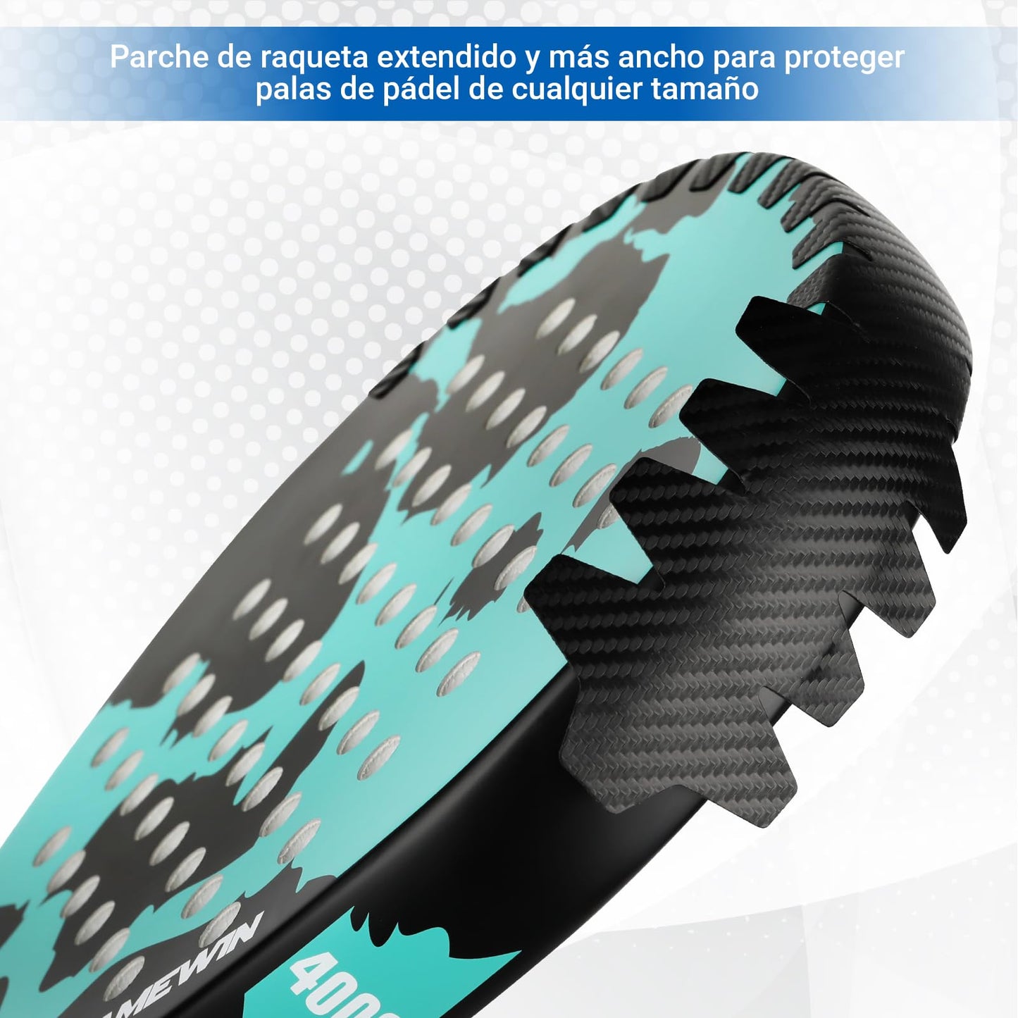 Protector Pala Padel QMCZLA Negro Diseño de Aleta 68 mm Ajustable