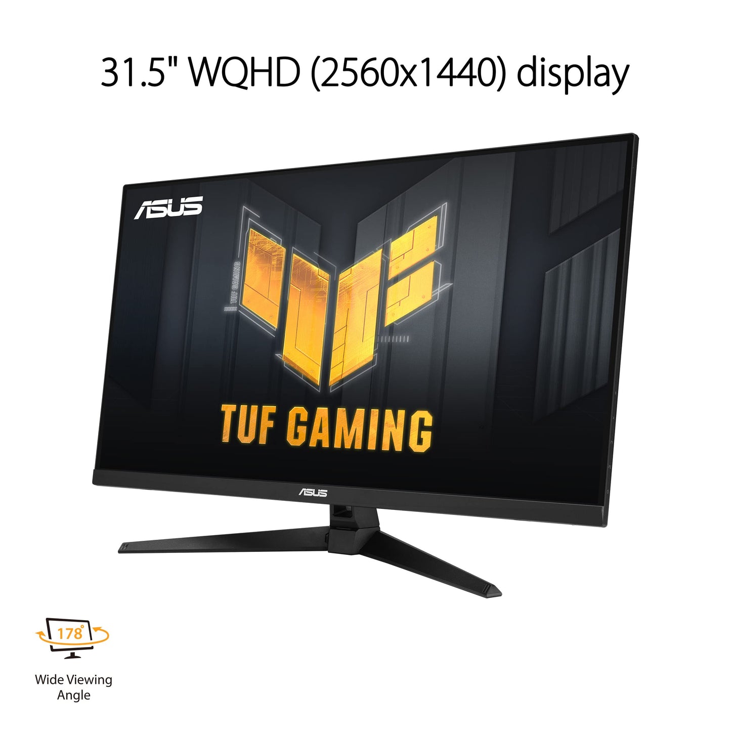ASUS TUF Gaming Monitor HDR de 31.5" 1440P (VG32AQA1A) - QHD (2560 x 1440), 170Hz, 1ms, Extreme Low Motion Blur, FreeSync Premium, DisplayPort, HDMI, HDR-10, Shadow Boost, VESA Montaje en pared, negro