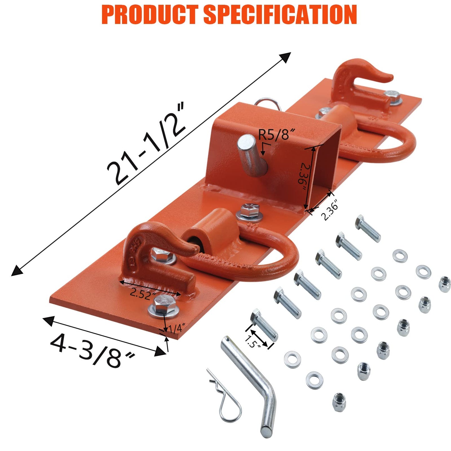 ONECHOI - Ganchos para cubeta de tractor con pernos de 2 pulgadas, ganchos de agarre de grado G70, anillos en D forjados, pernos de gancho de remolque para cubos universales de tractor (tornillo