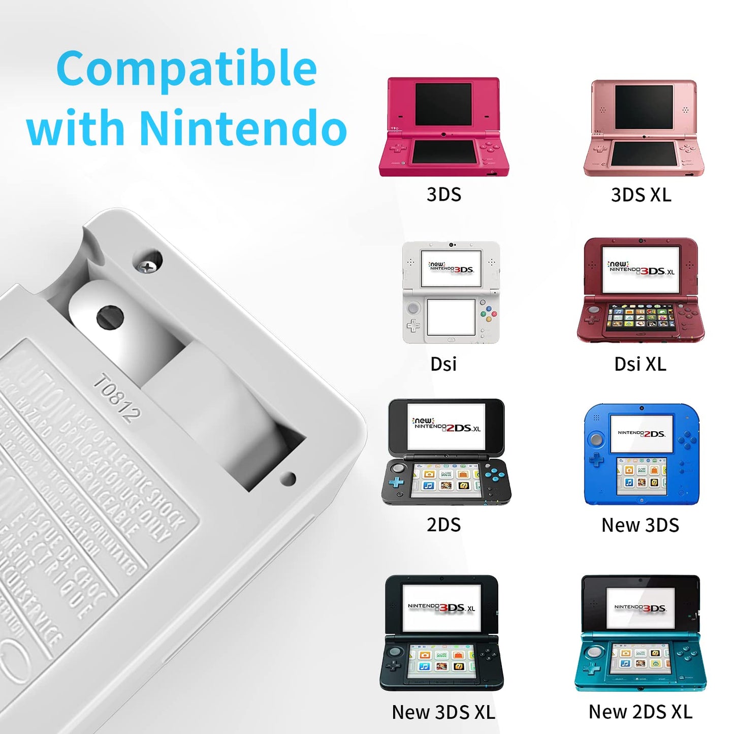 Adaptador de Corriente AC Compatible con 3DS DSi de Viaje 100-240V