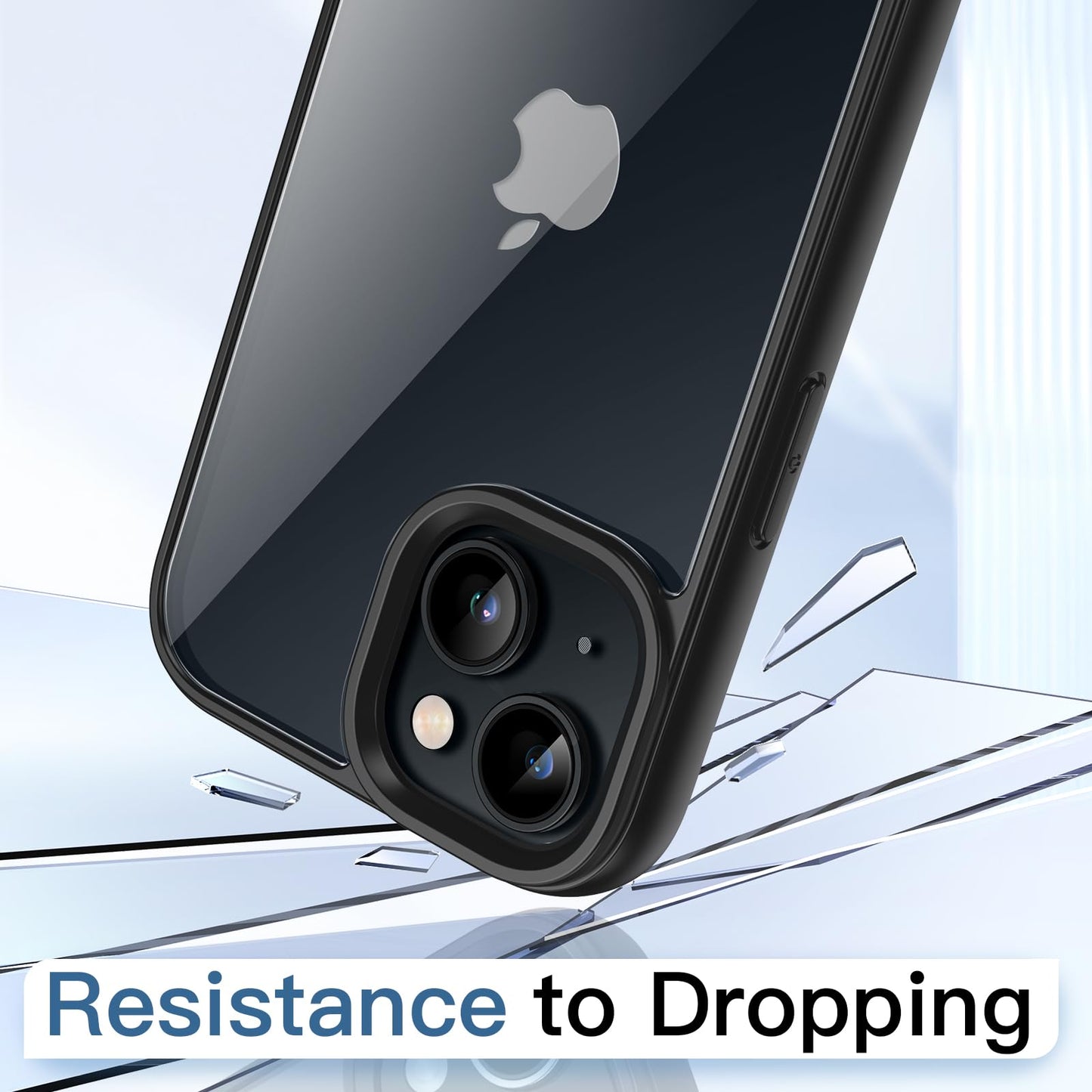 JETech Funda para iPhone 13 6.1 Pulgadas, Carcasa Antigolpes, Marco de TPU Mate Color Sólido, Anti-Arañazos Respaldo Transparente (Negro)