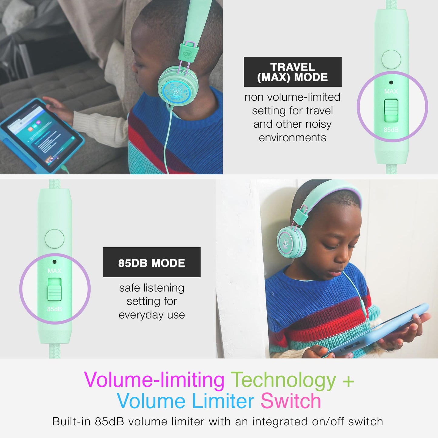 Auriculares MEE audio KidJamz KJ55 USB-C LED Multicolores para Niños