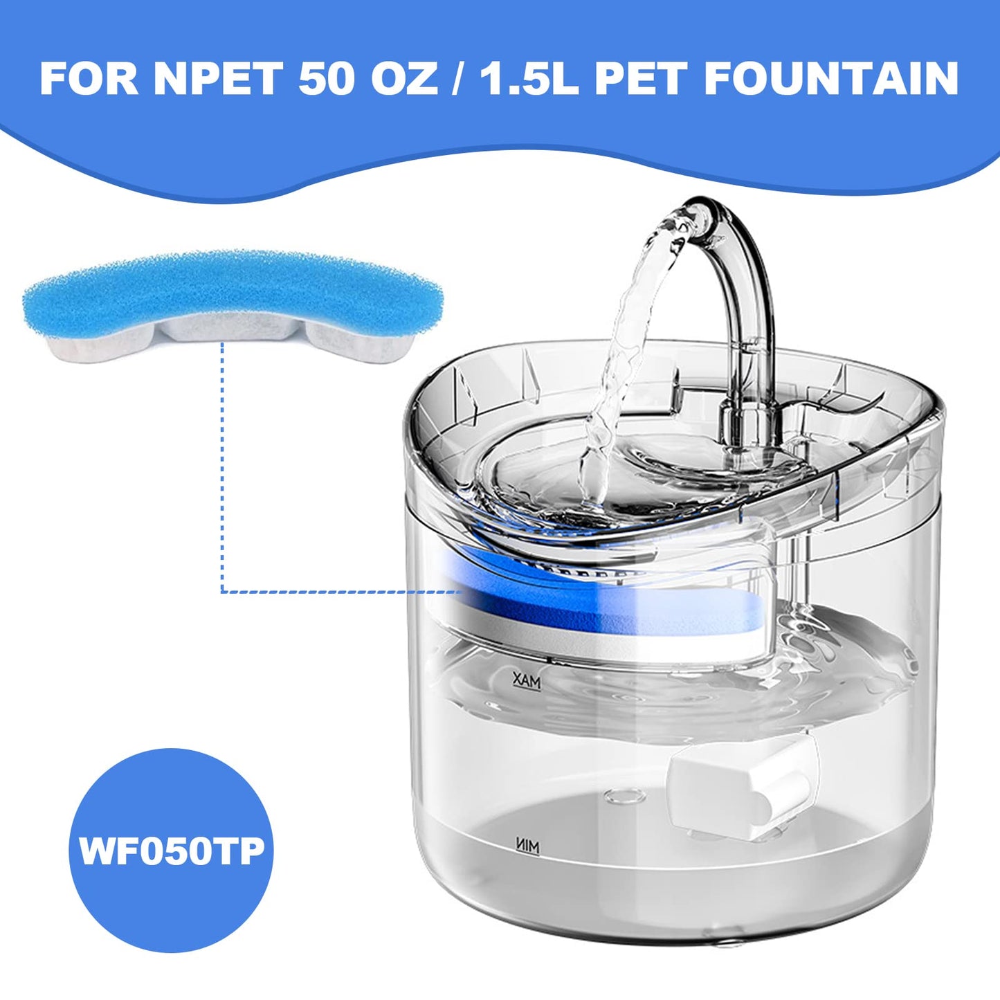 Dukars Filtros de fuente de agua para gatos, 16 piezas, 1.5 L