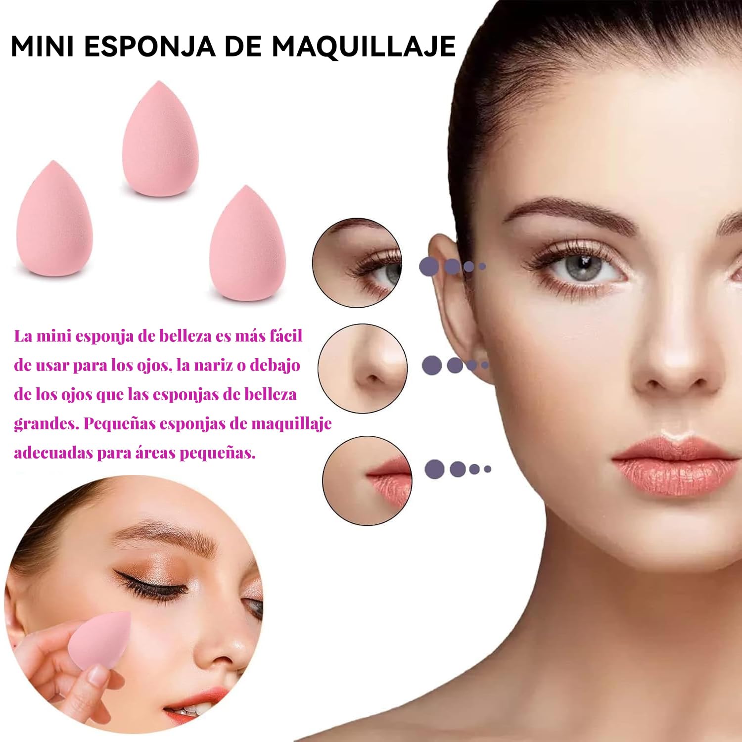 Set de 12 Esponjas para Maquillaje, Beauty Blenders y Aplicadores Mini para Polvo Facial y Base Líquida (Rosa-02)