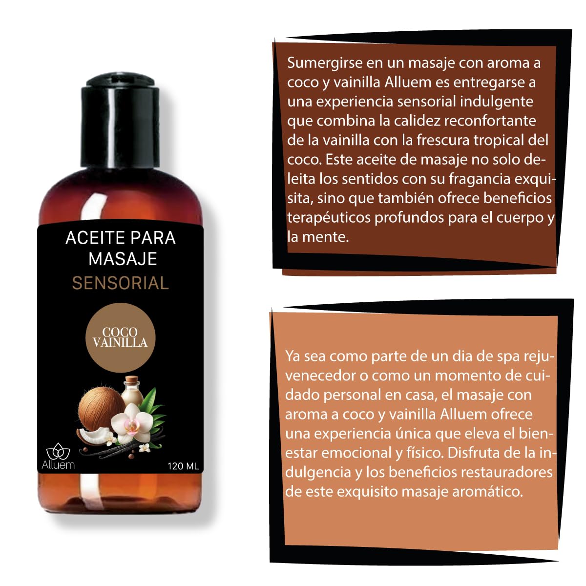 Aceite Para Masaje Alluem Coco Vainilla Sensorial
