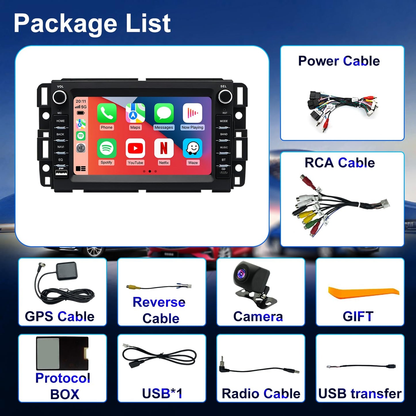 Hyperego Radio Android para Express Van 1500/2500/3500 2008-2026, Traverse 2009-2012, Monte Carlo 2006-2007, Buick Enclave 7‘’ Pantalla táctil, estéreo para Auto, CarPlay, Android Auto