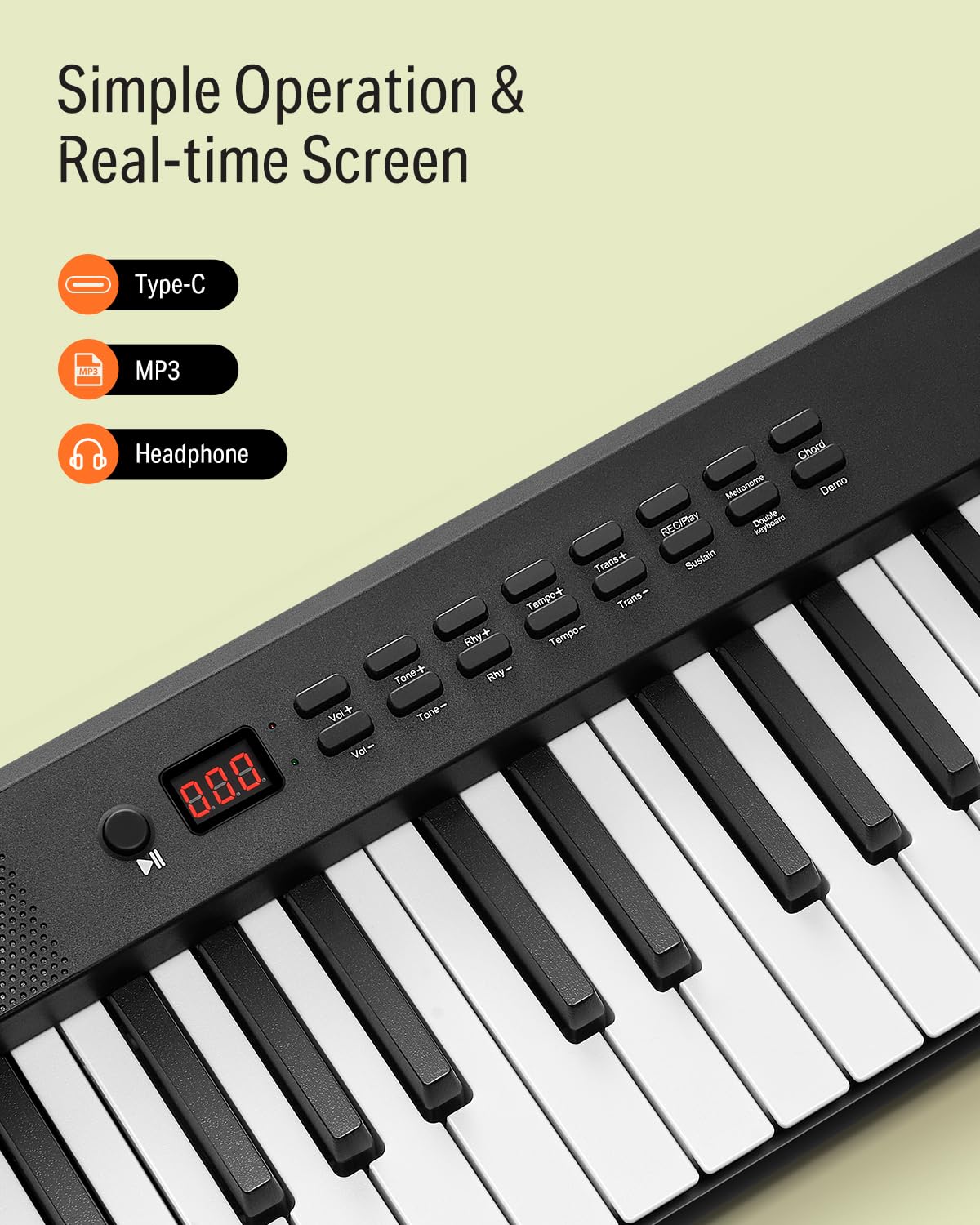 Donner DP-10 Teclado de Piano Portátil de 88 Teclas para Principiantes, Teclado de Piano Plegable Bluetooth con Teclado de Tamaño Completo de 88 Teclas, Acorde, Grabación, Paquete de Piano Digital