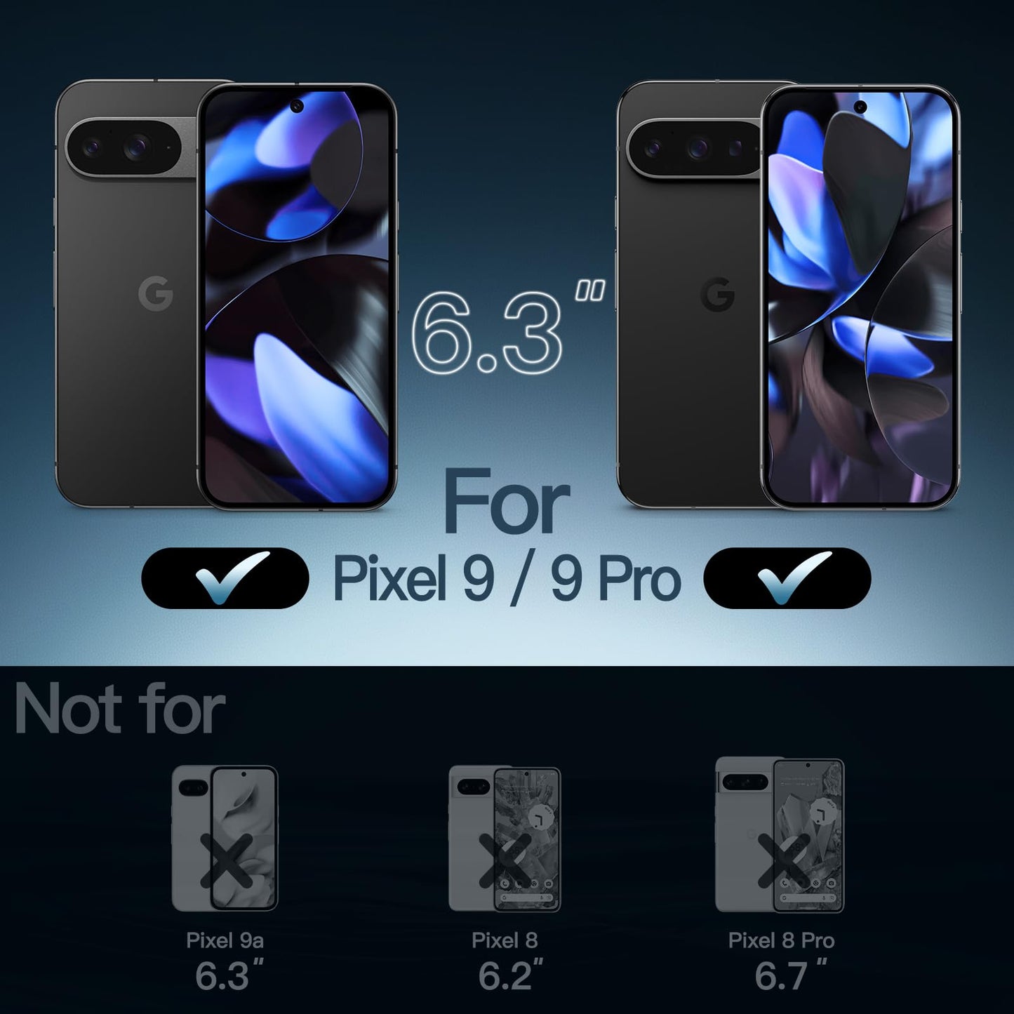 JETech Funda para Google Pixel 9/9 Pro 2024, Anti-Amarillo Antigolpes Protectora Carcasa, Antiarañazos PC Duro Respaldo (Negro)