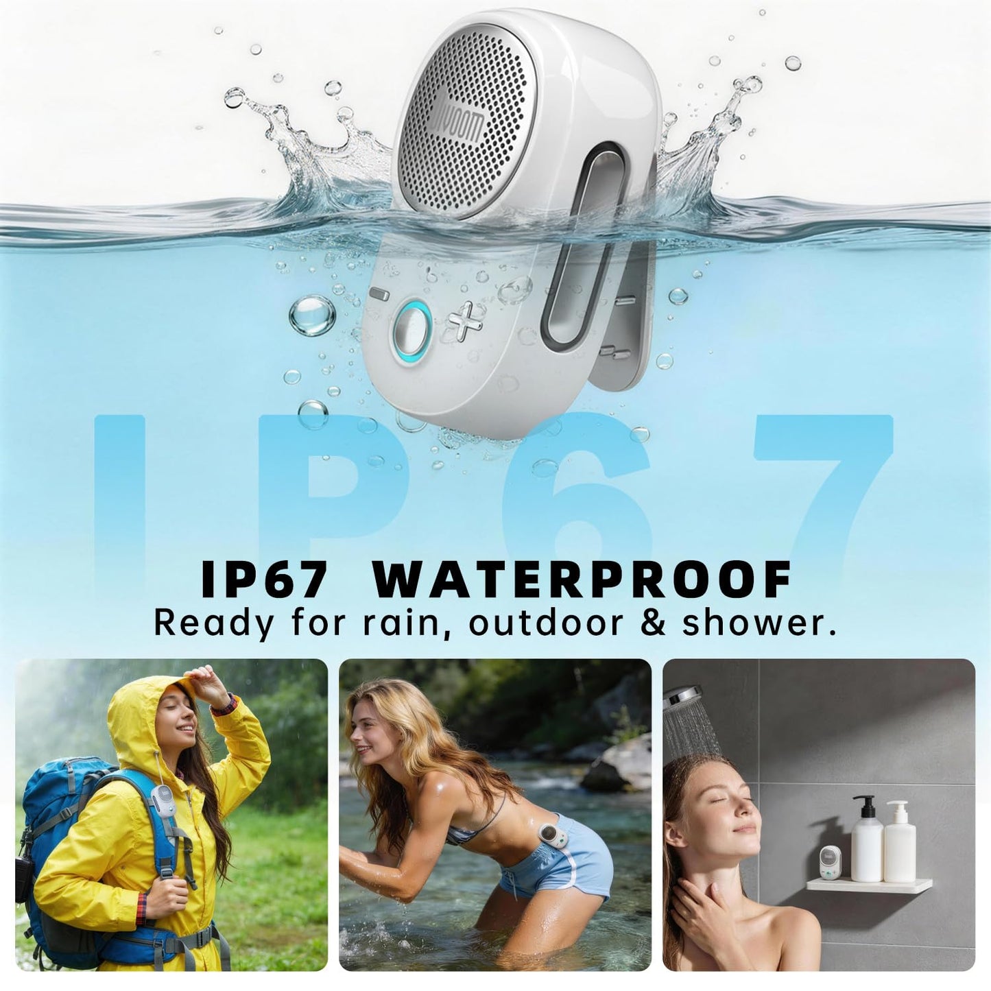 Divoom Itour-S Mini Altavoz portátil Bluetooth portátil, Audio Grande y Graves impactantes, diseño de Clip, IP67 Impermeable y a Prueba de Polvo, 10 Horas de Tiempo de Juego, Altavoz para Viajes en
