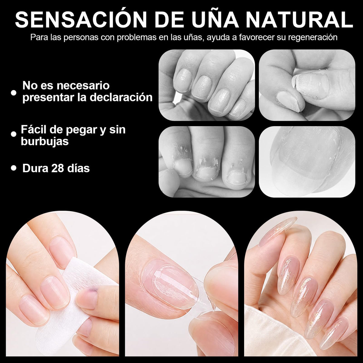 Kit de Uñas Acrílicas 8 en 1 con Pegamento 7 en 1 y Lámpara UV LED Blanca para Mujer