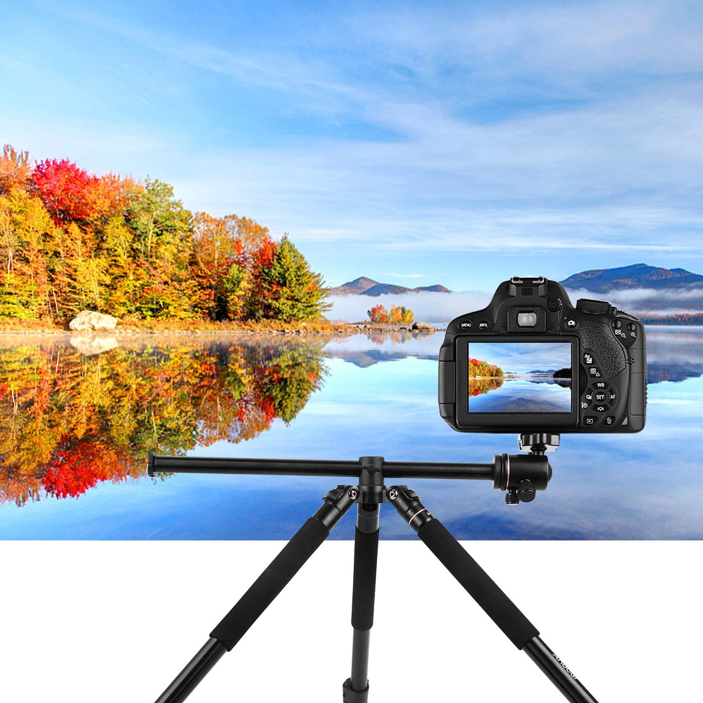 Andoer - Trípode de cámara de 78 pulgadas, trípode horizontal DSLR ligero (4 libras) – trípodes y monopodos de cámara 2 en 1 con cabeza de bola de 360°, aleación de aluminio, carga máxima de 22 libras