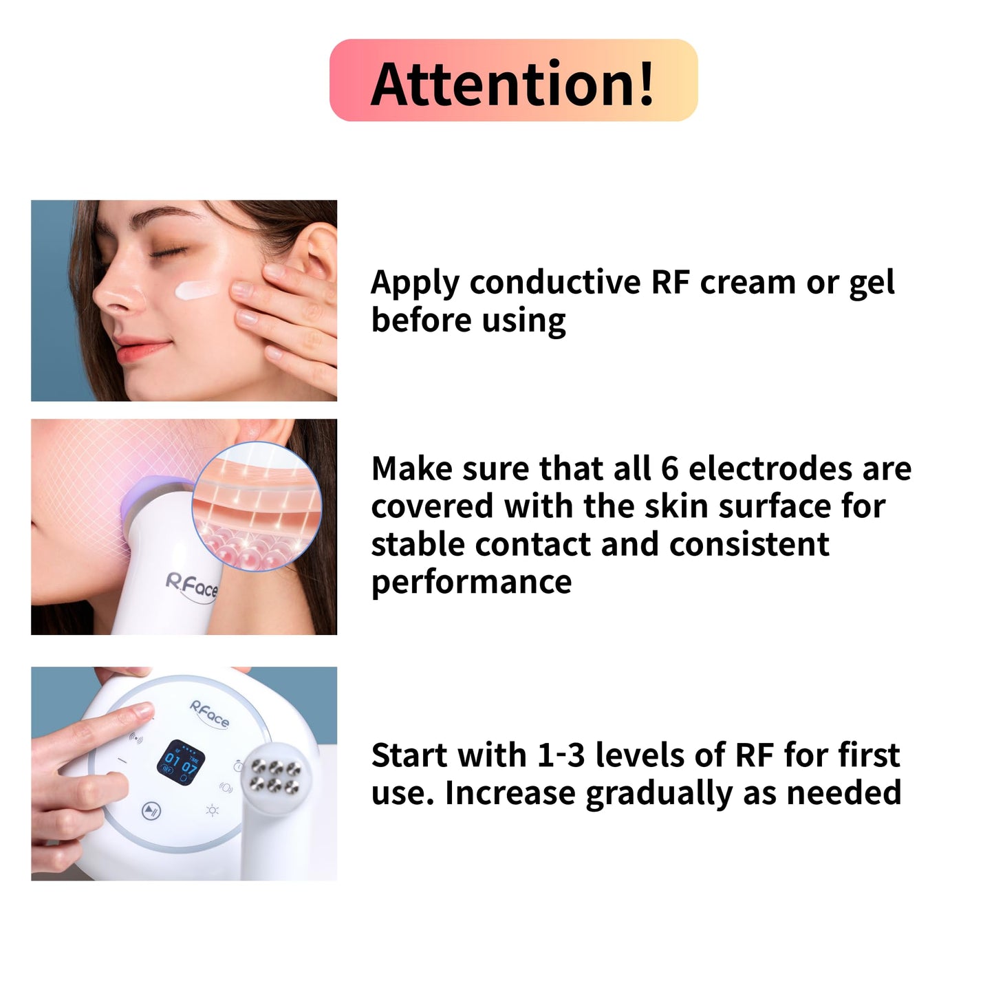 BOTEM Dispositivo de belleza para rostro y cuello con dos modos de luz, masaje vibratorio y 10 niveles de intensidad, recargable e inalámbrico (Serie RFace) | Hecho en Corea