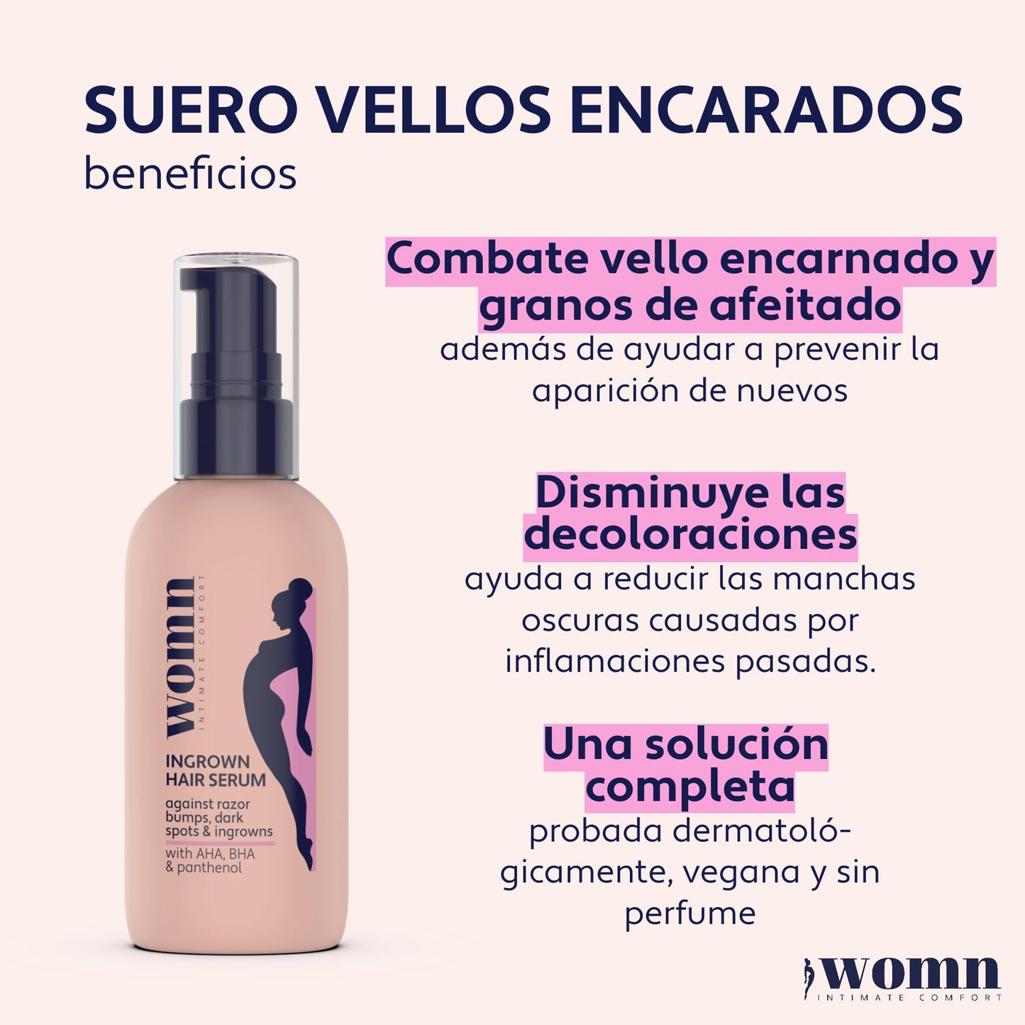 womn Intimate Comfort SUERO VELLO ENCARNADO - Contra vellos encarnados, granos de afeitado y manchas en la piel, 50 ml