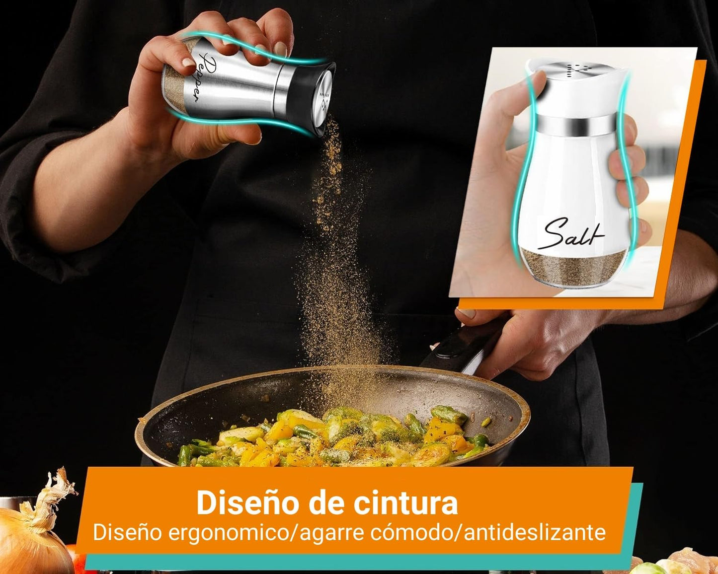 Juego de salero y pimentero de vidrio, Saleros de Mesa, con Parte Inferior de Vidrio, accesorio de mesa para sal y pimienta (Forma de pingüino)