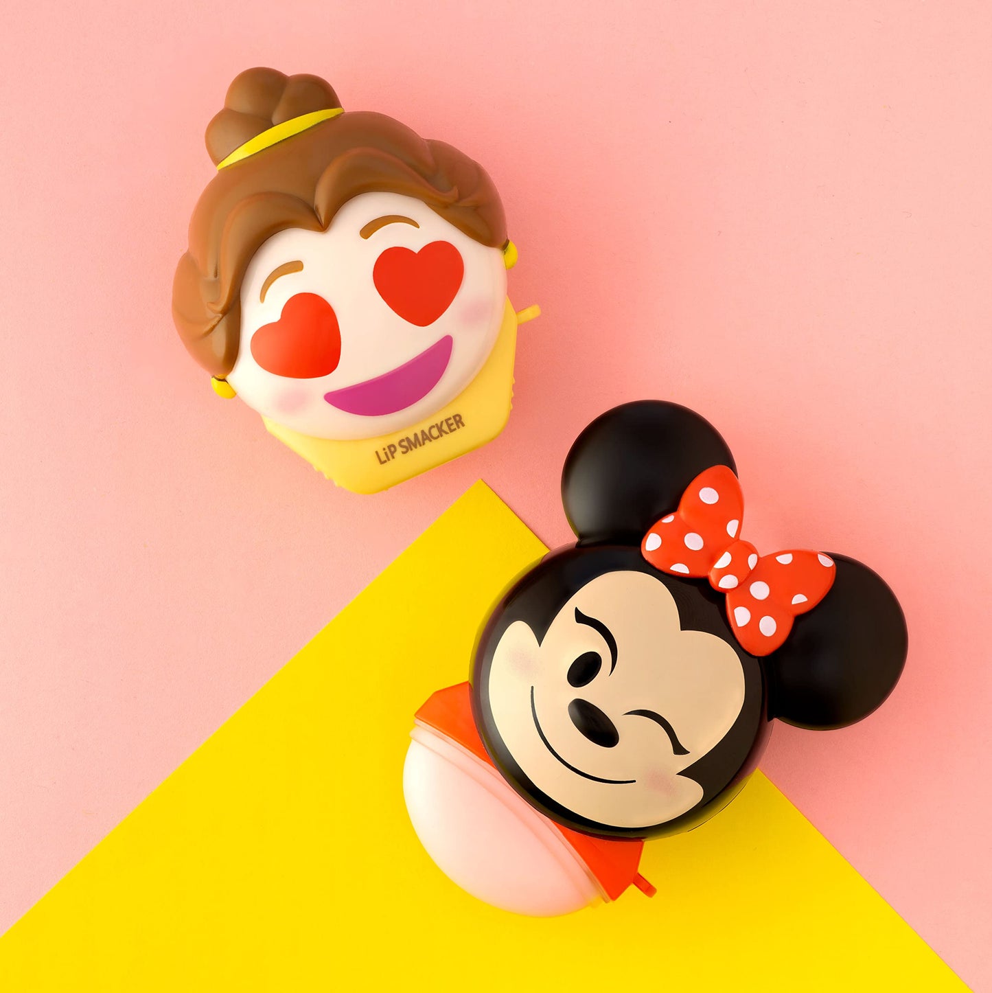 Lip Smacker Disney Emoji Lip Balm Duo- Belle & Minnie Last Rose Petal/Strawberry Le-Bow-nade