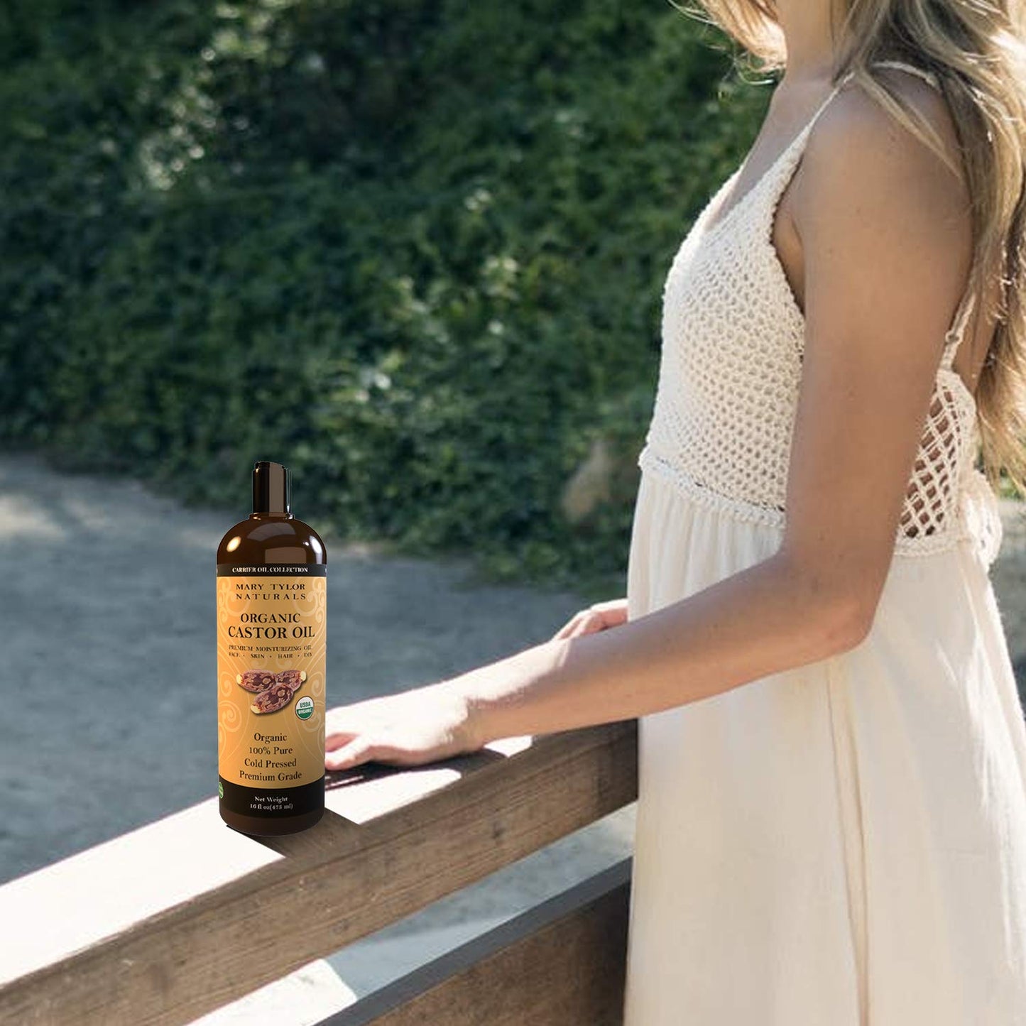 Mary Tylor Naturals Aceite de ricino orgánico de 16 onzas, certificado USDA por Mary Tylor Naturals, prensado en frío, sin hexano, 100% puro, increíble hidratante para piel y cabello, estimula el crecimiento para cabello, pestañas y cejas