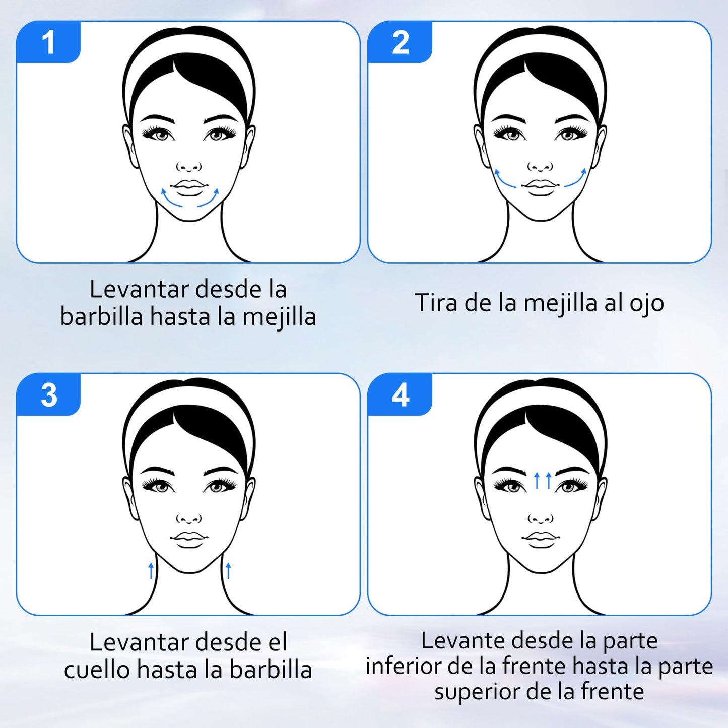 Masajeador Facial Cuello, Antiarrugas Masajeador de Belleza con 3 Modos, Máquina Belleza Facial Electrico con Luz LED, Masajeador de Cuello Portátil, Antienvejecimiento, Limpieza Profunda Piel