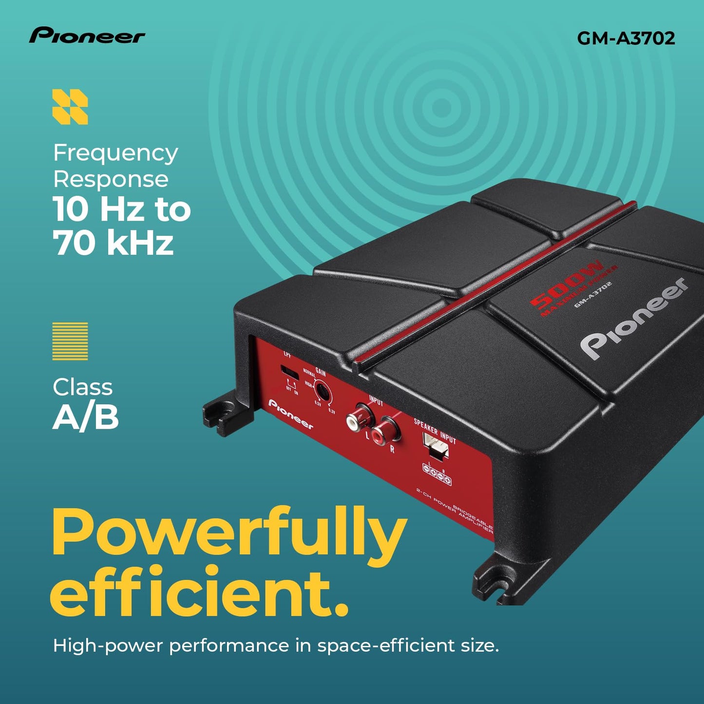 Amplificador Puenteable Pioneer GM-A3702 negro rojo
