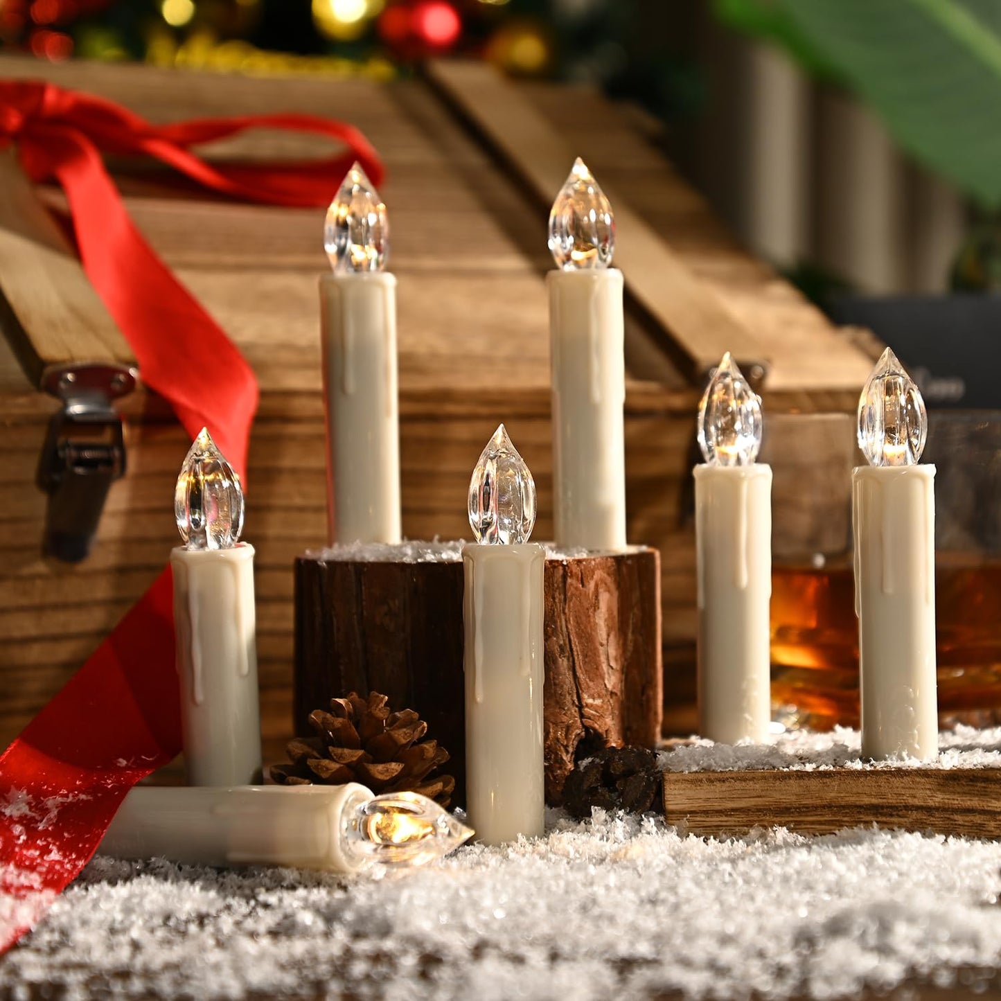 Velas LED de Árbol Navidad Blancas Cálidas sin Llama con Control Remoto