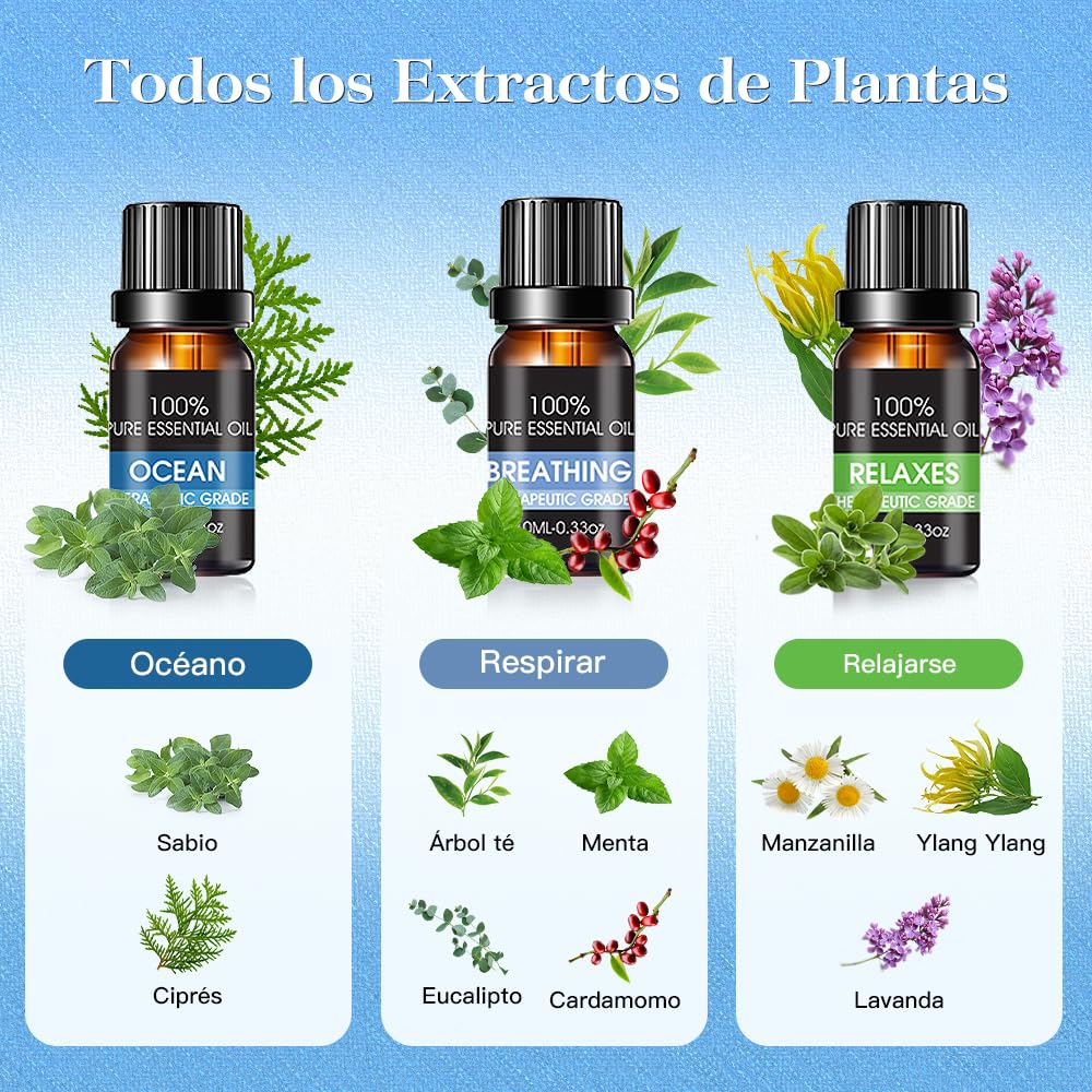 Aceites Esenciales EASYTAO Océano 100% Natural para Aromaterapia 6PCS