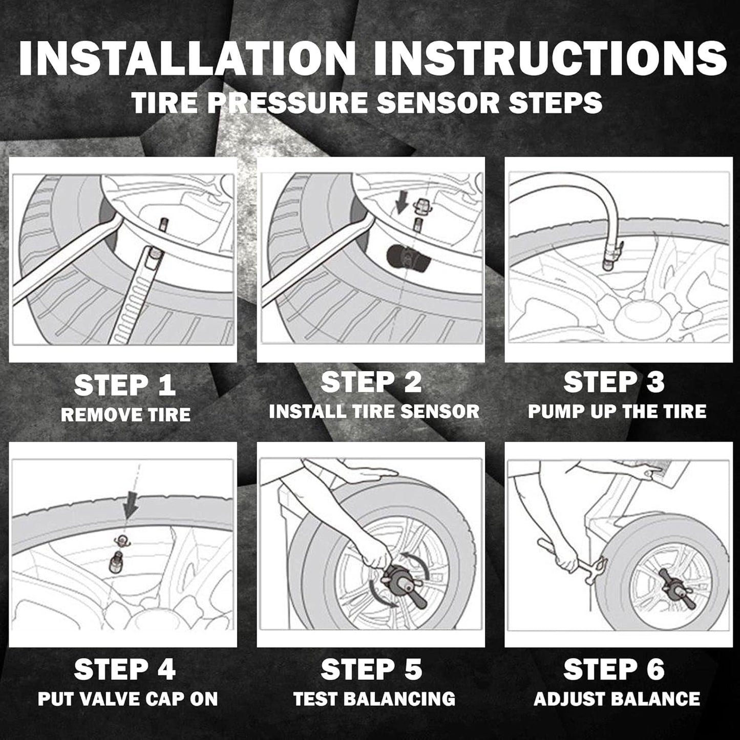 PDQ TPMS - Sensor de presión de neumáticos de 433 MHZ, paquete de 4 vástagos de goma para Chevy GMC Cadillac Buick Pontiac Reemplazo directo para OE Parte # 13533166 | 13542523