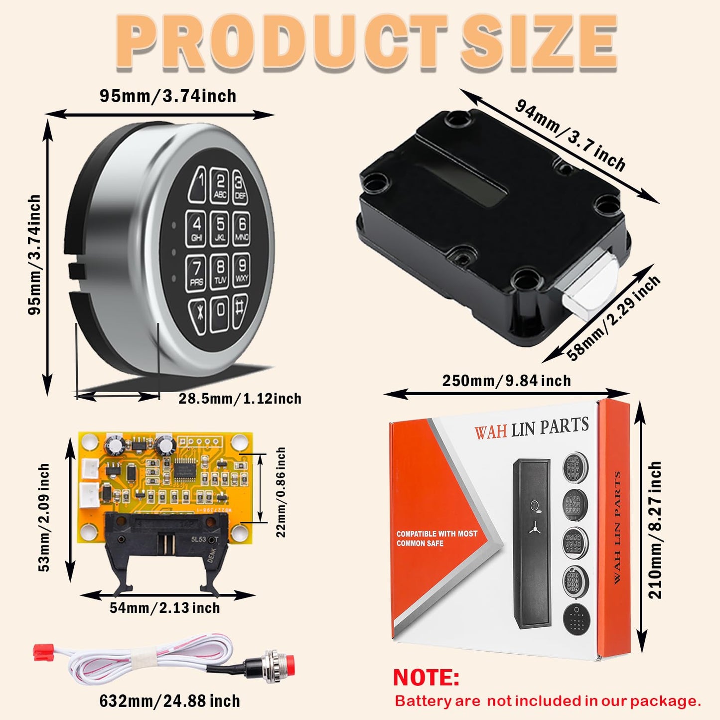 Cerradura Electrónica WAH LIN PARTS Cromada de Alta Seguridad para Cajas Fuertes