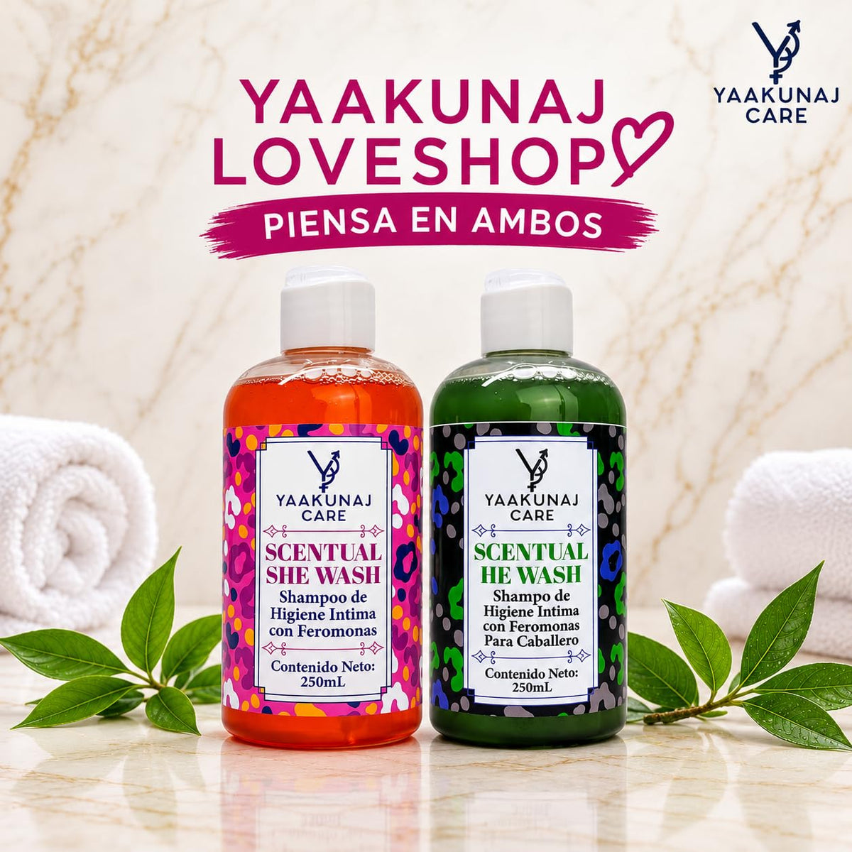Shampoo Íntimo - Yaakunaj Care - Scentual She Wash - 250ml - Jabon Liquido - Con Feromonas, Vitamina E, Tea Tree, Malvavisco, Manzanilla Y Aloe Vera - Para Mujer - Fragancia