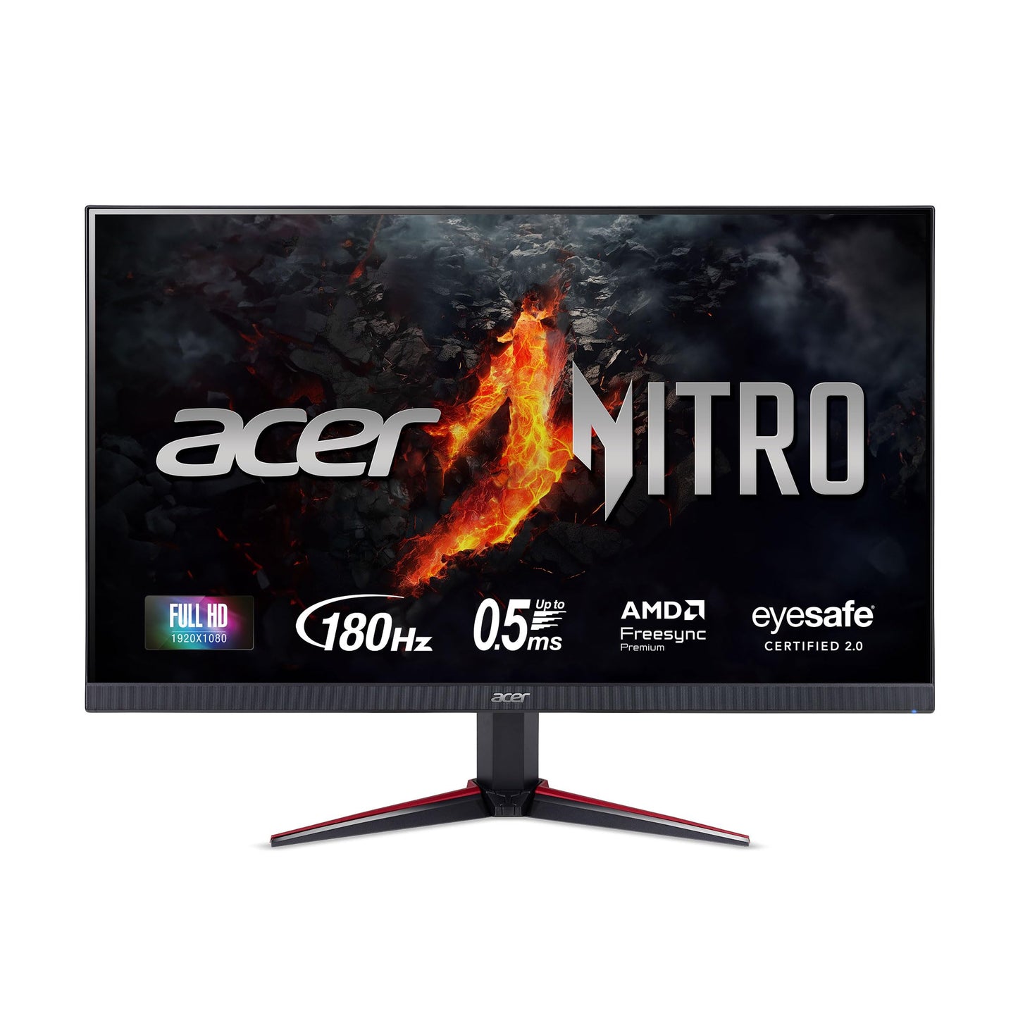 Acer Nitro Monitor IPS para juegos Full HD de 23.8 pulgadas 1920 x 1080 PC | AMD FreeSync Premium | Actualización de 180 Hz | Hasta 0.5 ms | Soporte HDR10 | 99% sRGB | 1 puerto de pantalla 1.2 y 2 x