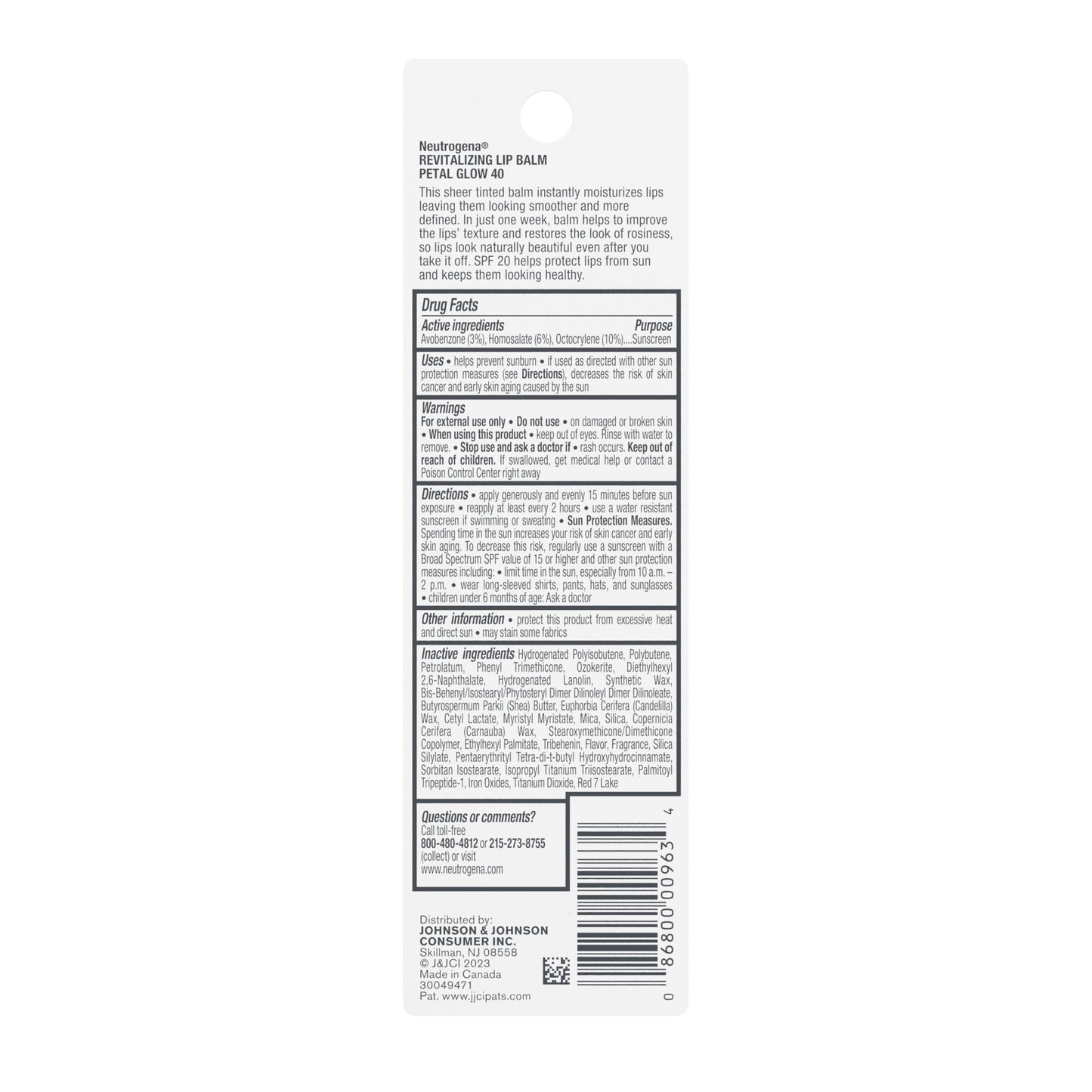 Neutrogena Revitalizing Lip Balm Spf 20, Petal Glow 40, .15 Oz.