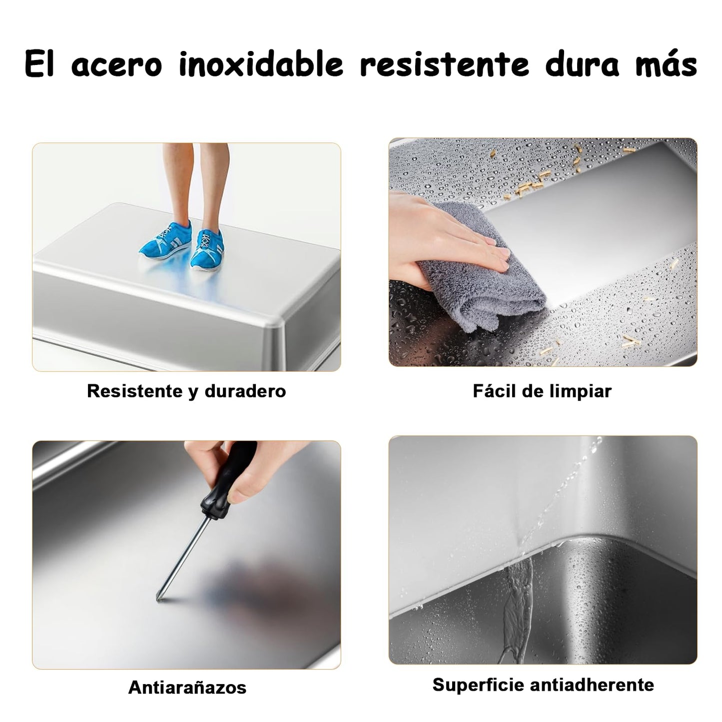 Arenero para Gato Acero Inoxidable, Caja de Arena con Tapa Arenero Grande para Gato Para gatos grandes, Caja de arena autolimpiable con pala y filtro antifugas, Prueba de olores y fácil de limpiar