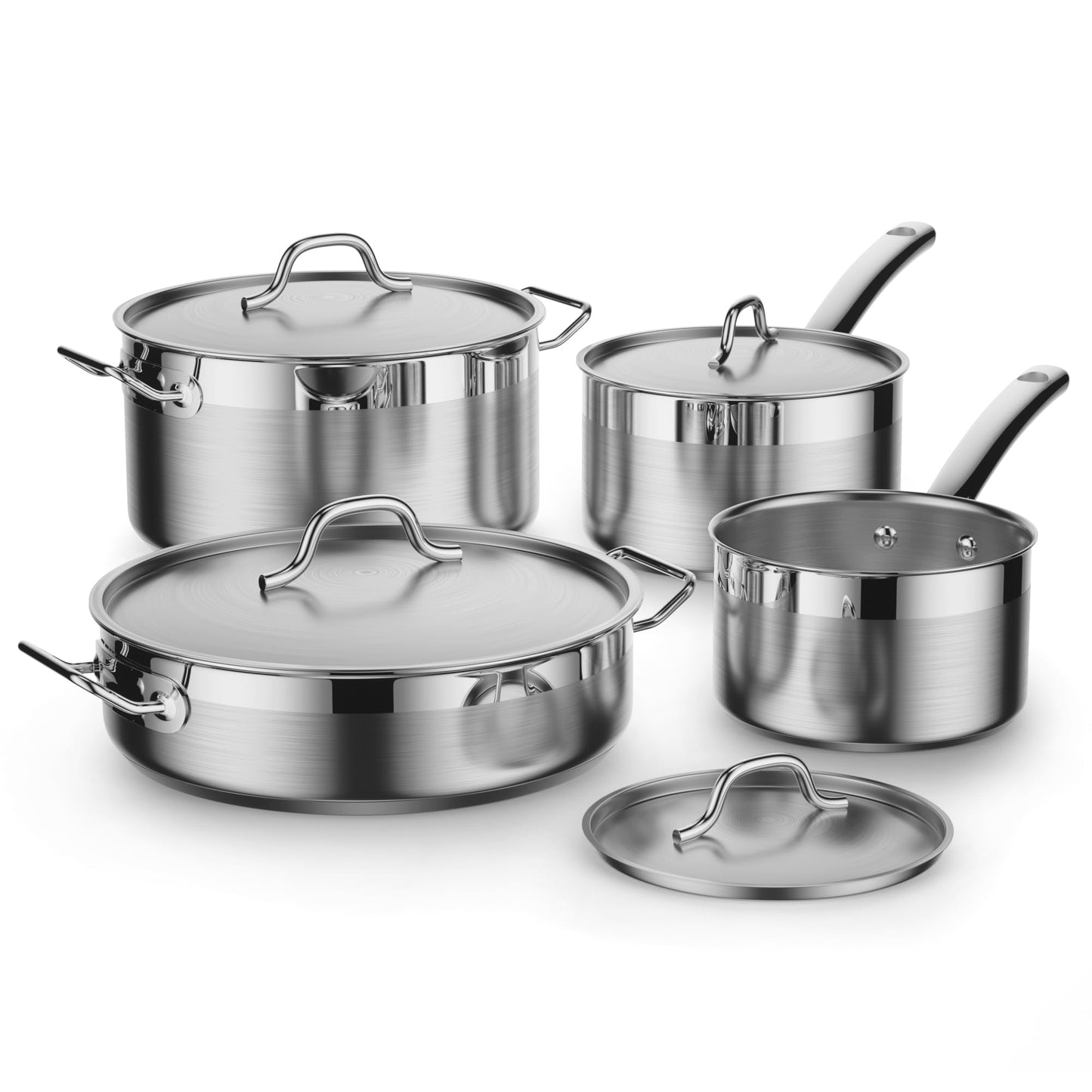 Cooks Standard 02659 Professional Stainless Steel Cookware set 8PC, 8 PC, Silver