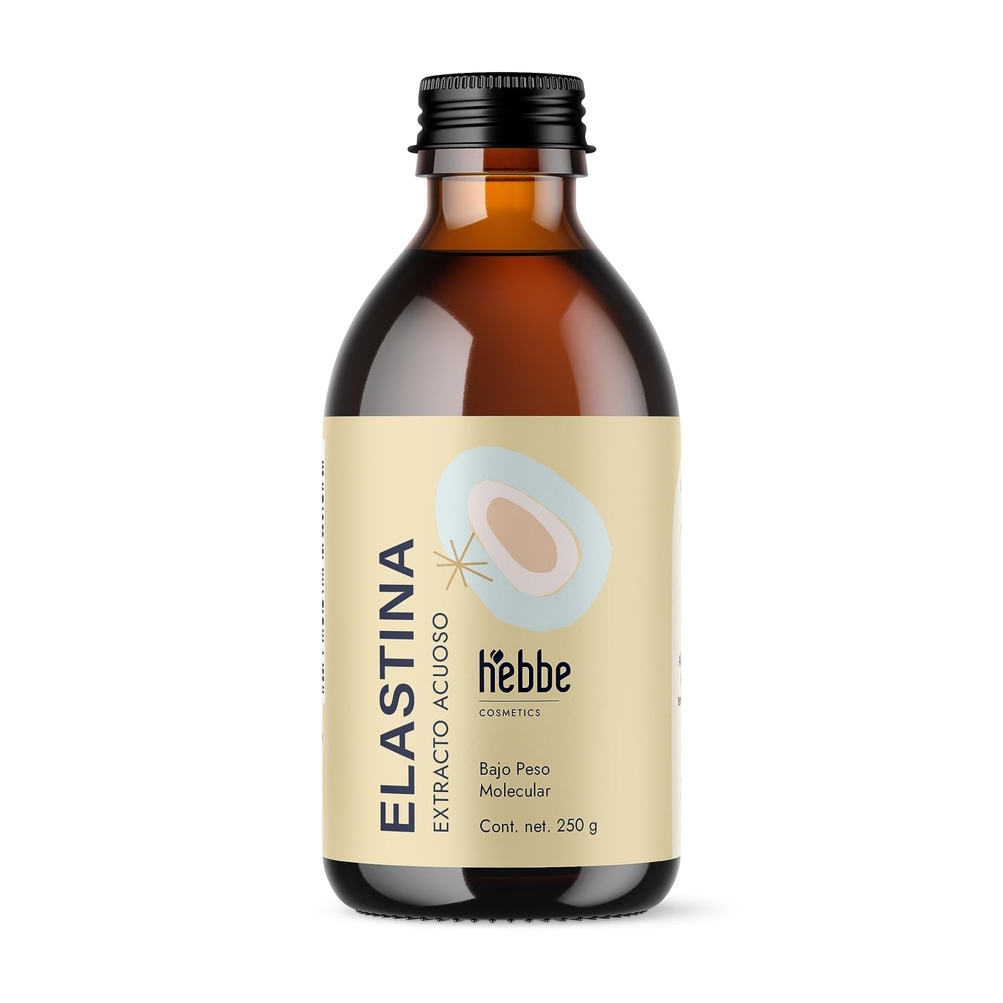 HEBBE - Elastina Acuosa 250 g | Anti-Flacidez y Rejuvenecedor Facial | Aumenta Flexibilidad y Elasticidad de Piel | Estimula Síntesis de Ácido Hialurónico | Flexibilizador Capilar | Contenido de 250 g
