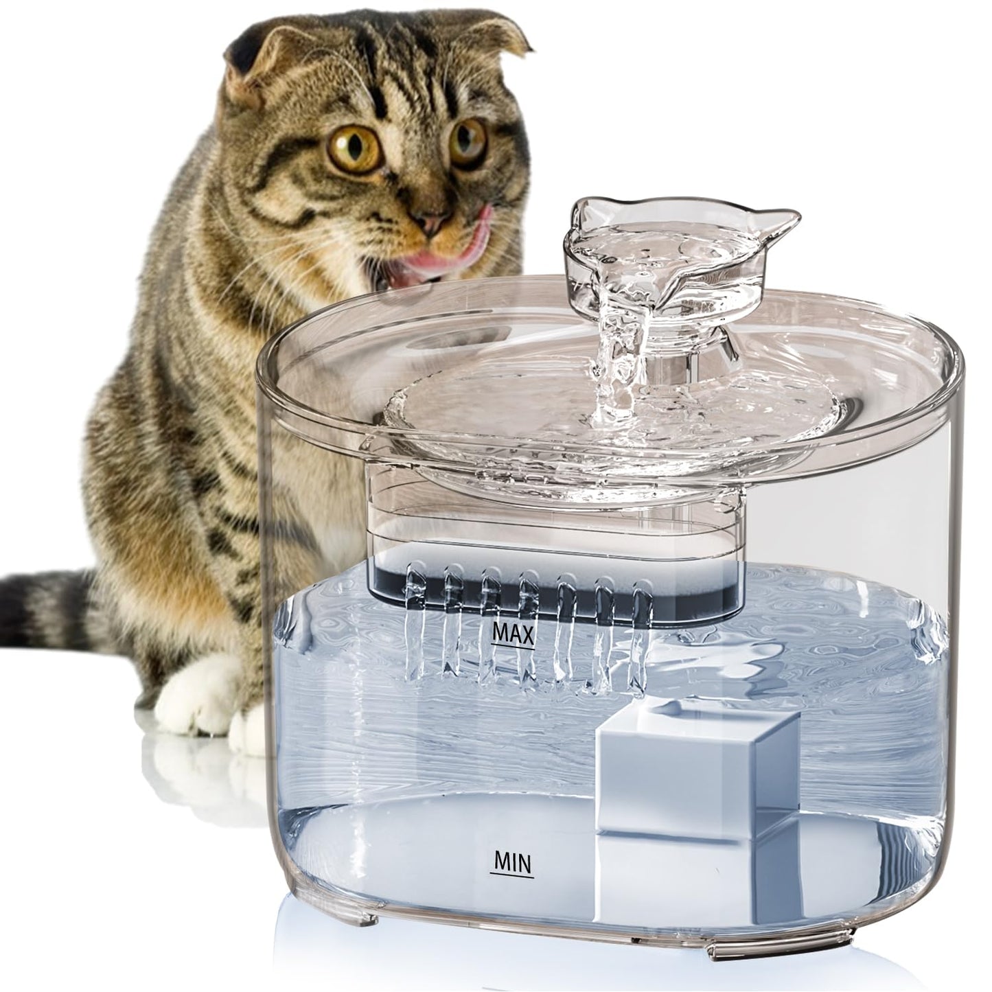 ICHIDO Bebedero para Gato con Luz LED, 74oz/2.2 L Fuente de Agua para Gatos, Fuente para Mascotas con Bomba Ultra Silenciosa, Dispensador con Filtros de Agua para Gatos, Perros y Mascotas, Sin BPA