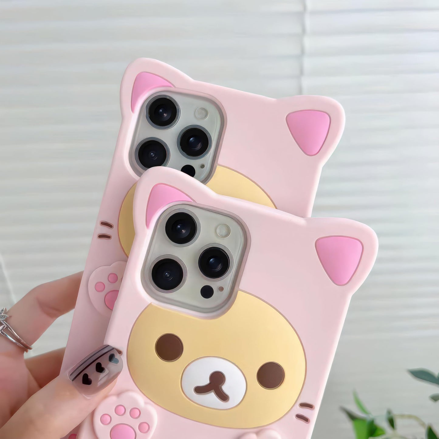 IAIYOXI - Funda 3D con diseño de oso de dibujos animados para iPhone SE 2022, de moda y elegante, divertido diseño de oso rosa, funda protectora de TPU suave, funda de silicona Kawaii para mujeres,