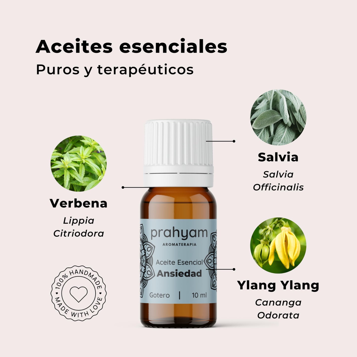 Aceites Esenciales Aromaterapia PRAHYAM Ansiedad y Relajación para Difusor